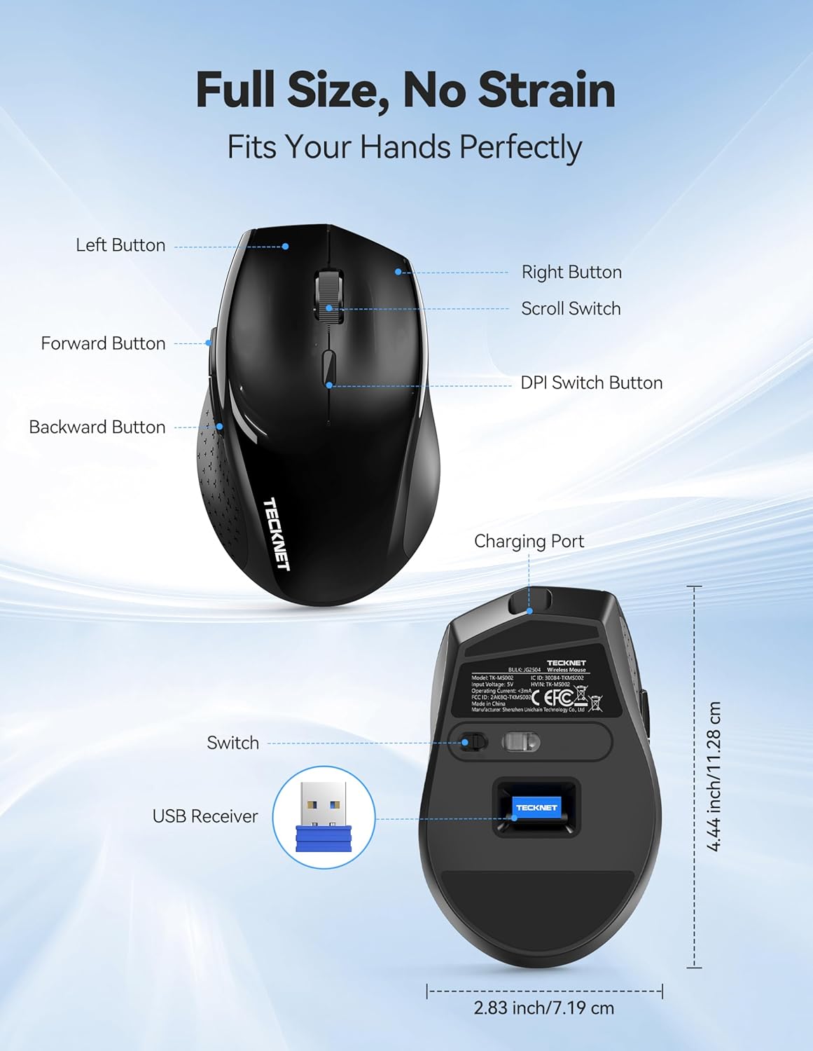 Thumbnail 6 de TECKNET PRO Rechargeable Wireless Mouse 6400 DPI