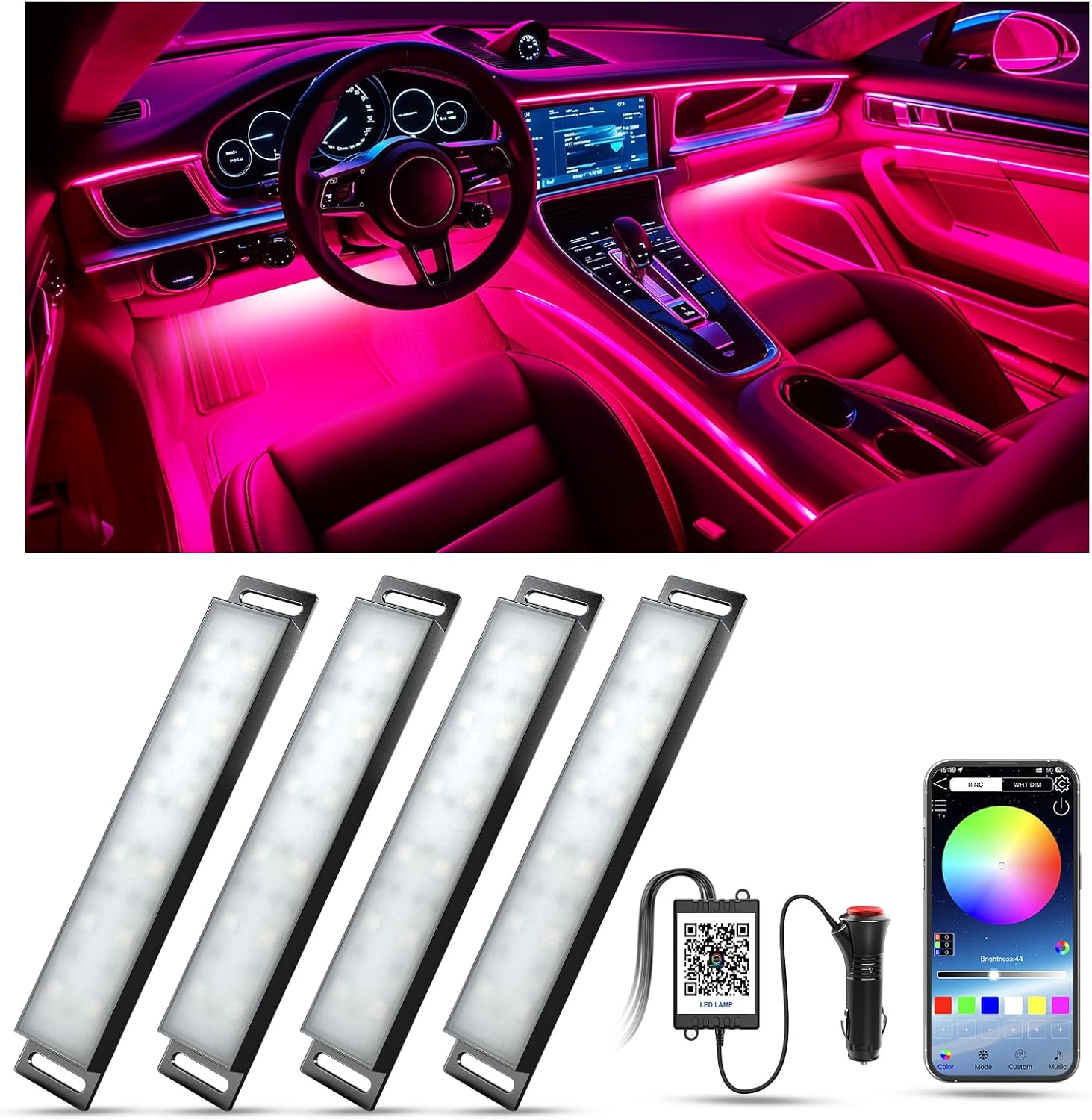 Thumbnail 6 de YiLaie Car LED Interior Lights with APP Control, 16 Million Colours and Music Mode (DC 5V)
