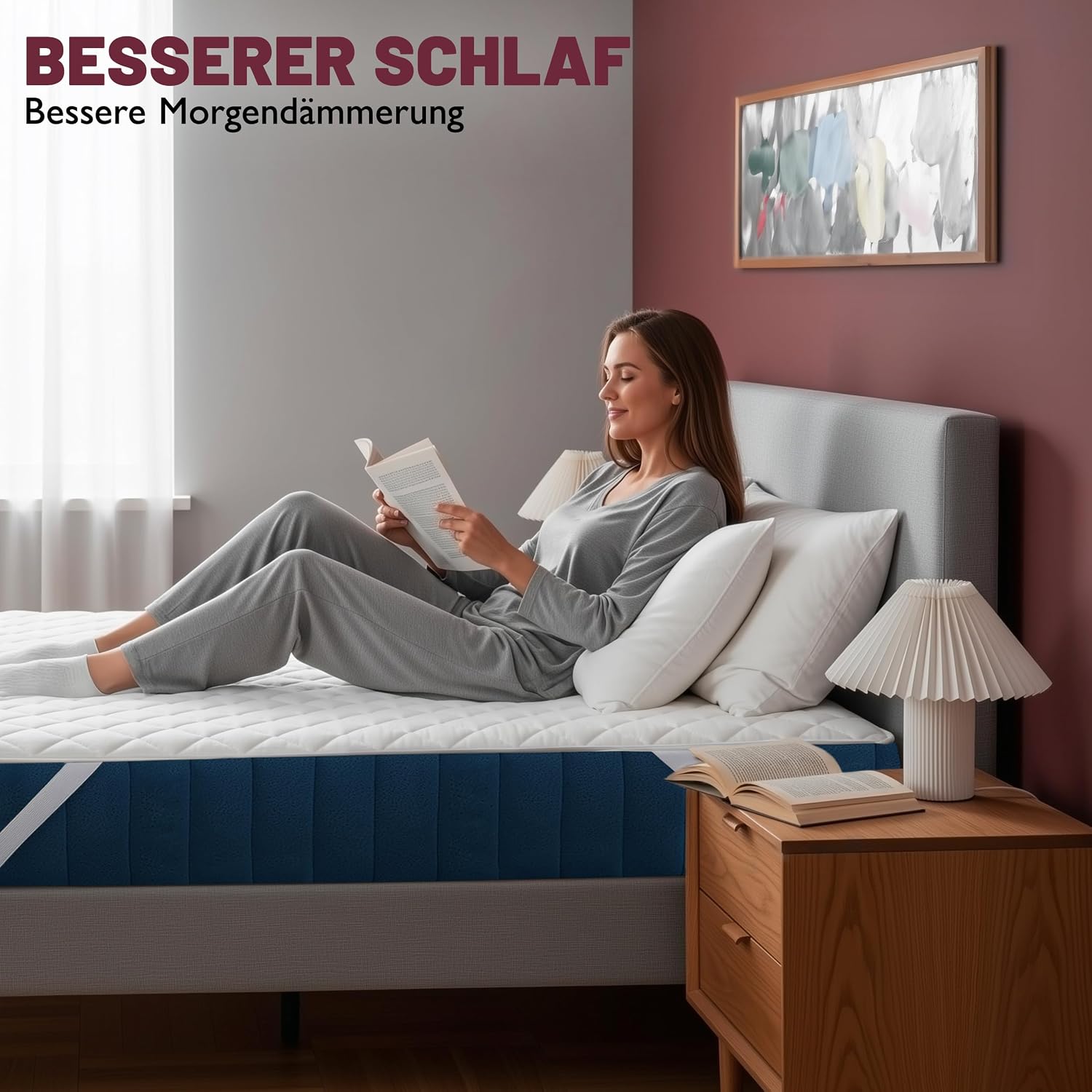 Detalle de Utopia Bedding gesteppt Matratzenauflage 140 x 200 cm – weicher Mikrofaser-Bezug mit elastischen Eckbändern