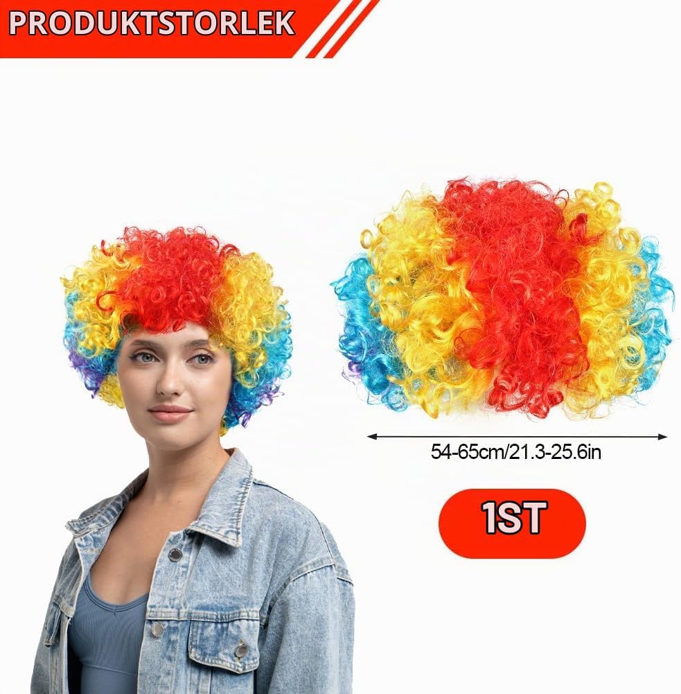 Thumbnail 1 de BSBUY 5189636 clownperuk i färgstarkt, lockigt högtemperatursilke