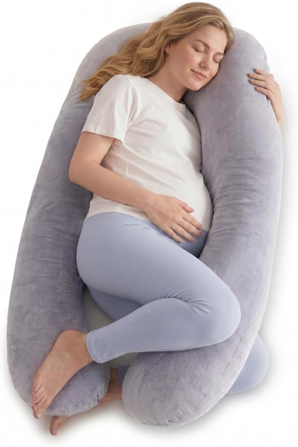 Detalle de momcozy U Shaped Lite Pregnancy Pillow – Velvet Grey