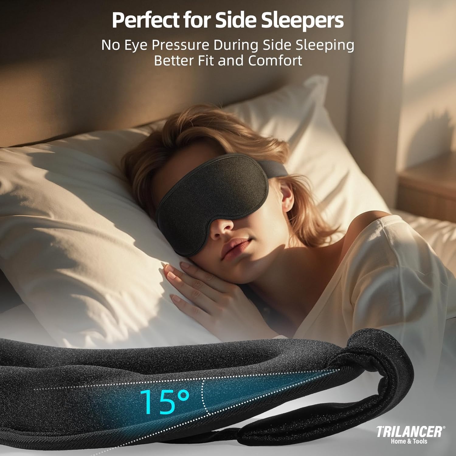 Detalle de 2026 Trilancer 3D Light-Blocking Sleep Mask (Lake Green) – Comfortable, Eye-Friendly, 2-Year Support