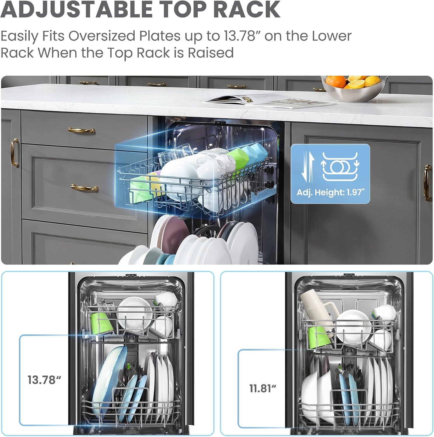 Detalle de COMFEE' CDF18A2BBB 18-Inch Built-In Dishwasher, Black, 8 Place Settings
