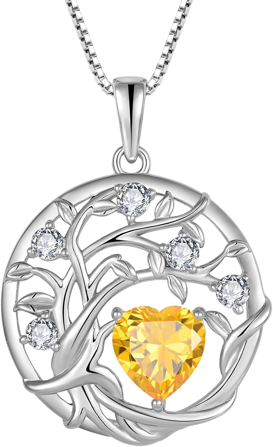 Thumbnail 6 de FJ Tree of Life Necklace 925 Sterling Silver Birthstone Pendant