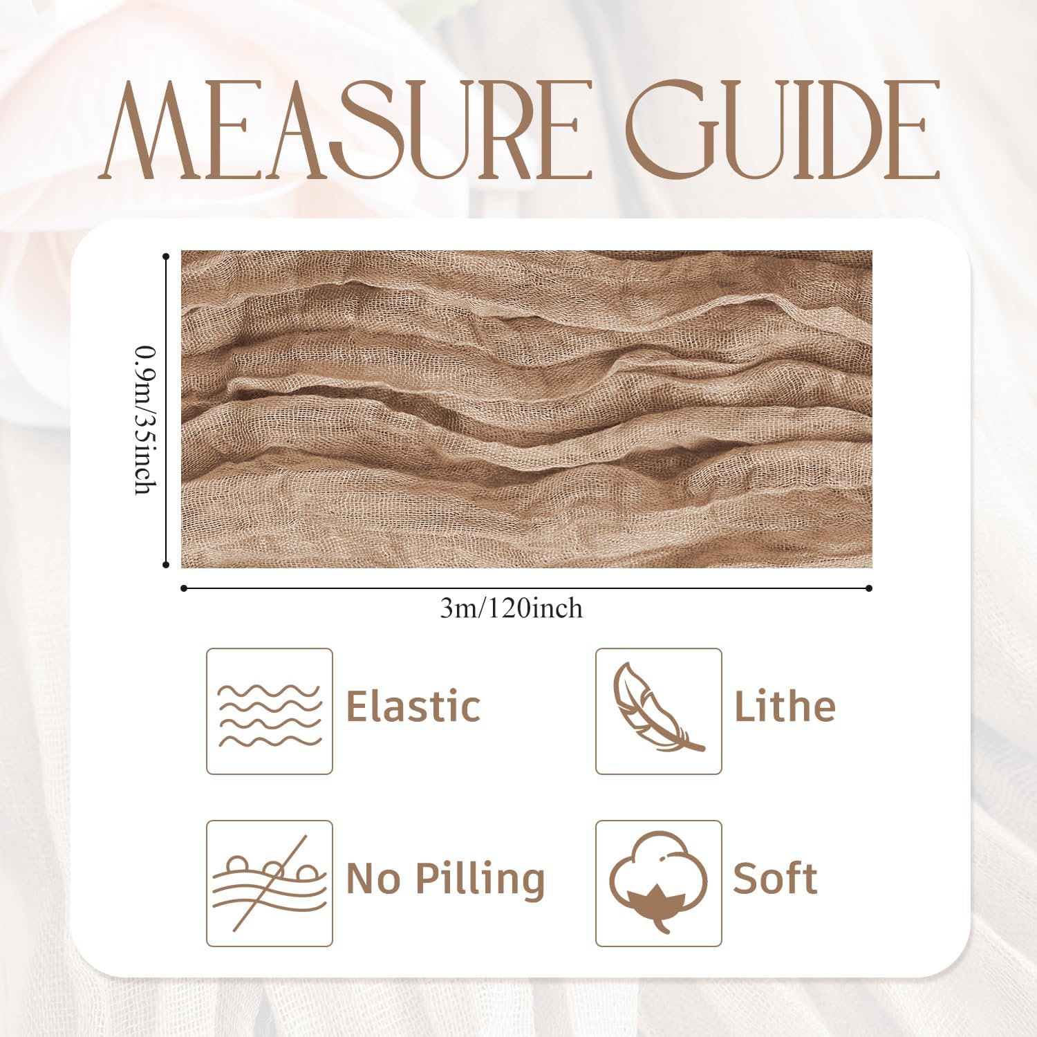 Detalle de Wokceer Cheesecloth Table Runner 12 Pack, 10ft Nude Brown – Rustic Gauze Linens for Weddings, Parties, and Baby Showers