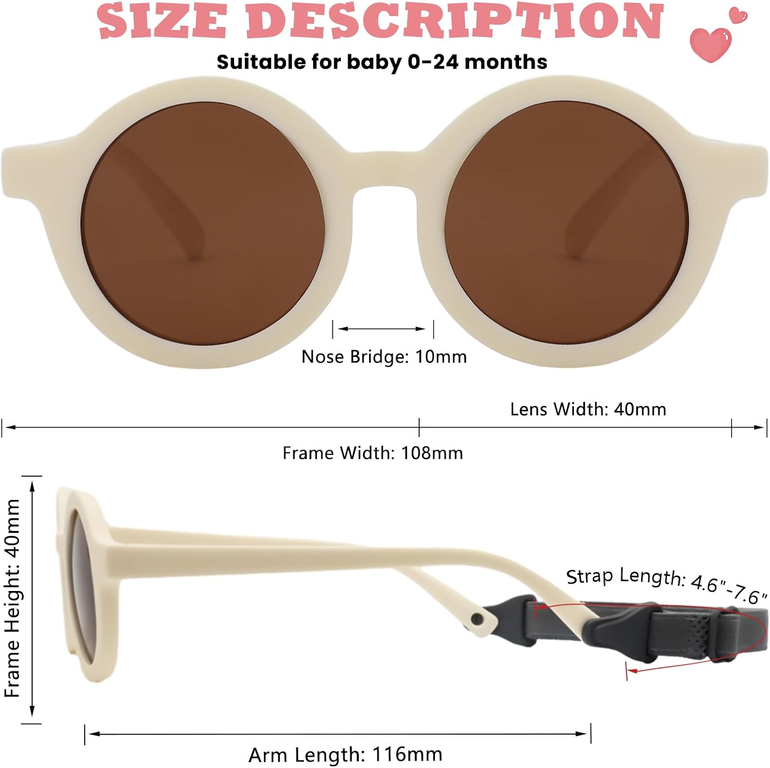 Thumbnail 5 de LOJUDI Baby Sunglasses 0-24 Months with Adjustable Strap – Polarised UV400 Round Frames