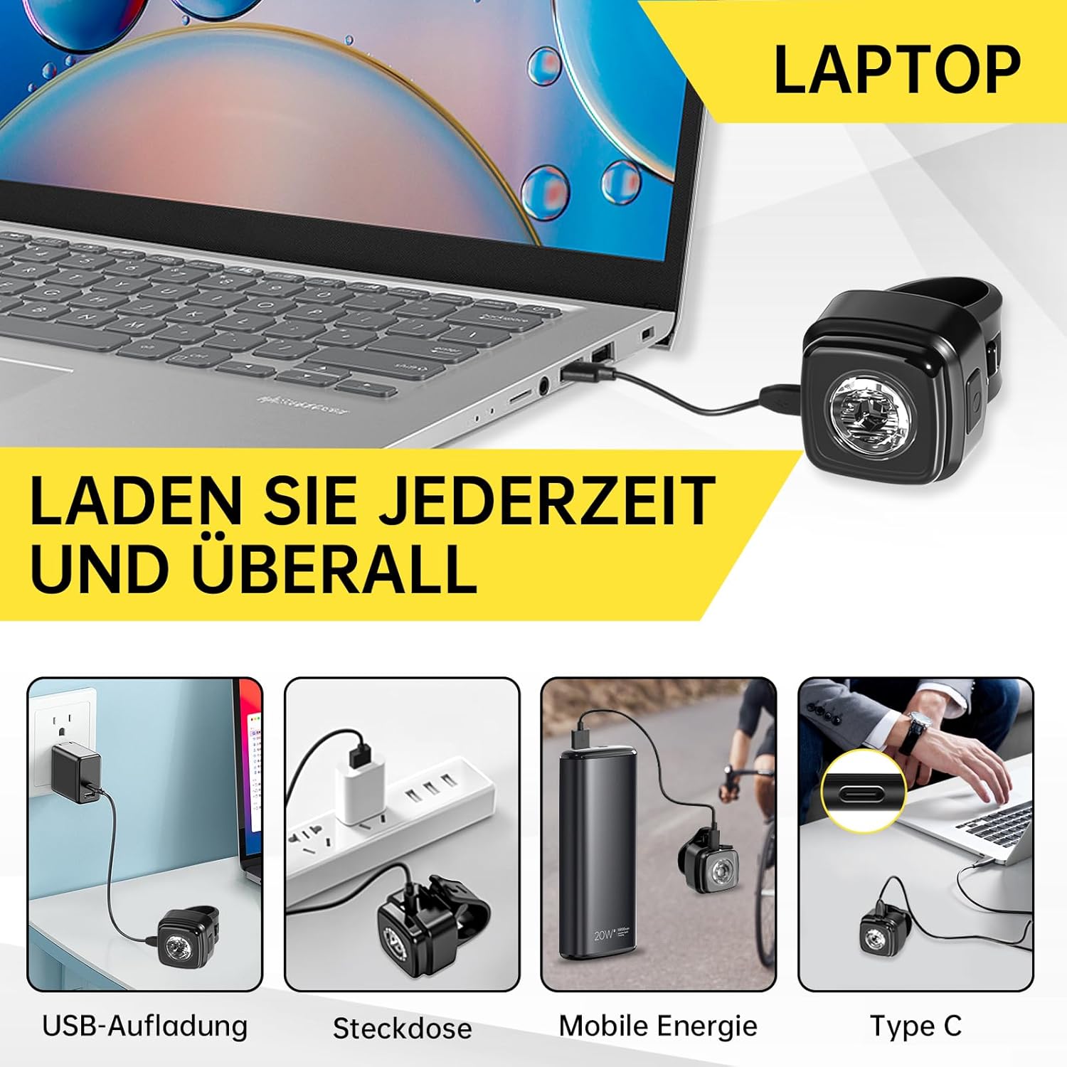 Thumbnail 3 de SPGOOD Fahrradlicht Set mit 600 mAh