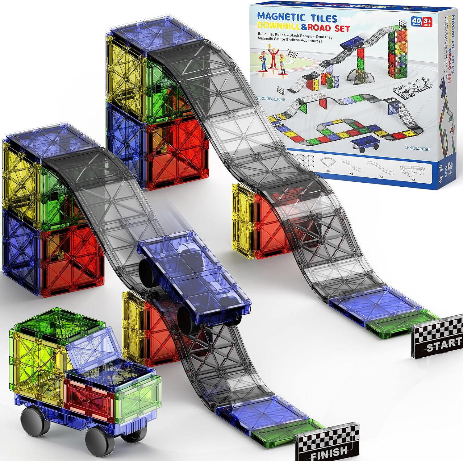 Detalle de Set Costruttivo Magnetico 2-in-1 con 40 pezzi per bambini 🧩