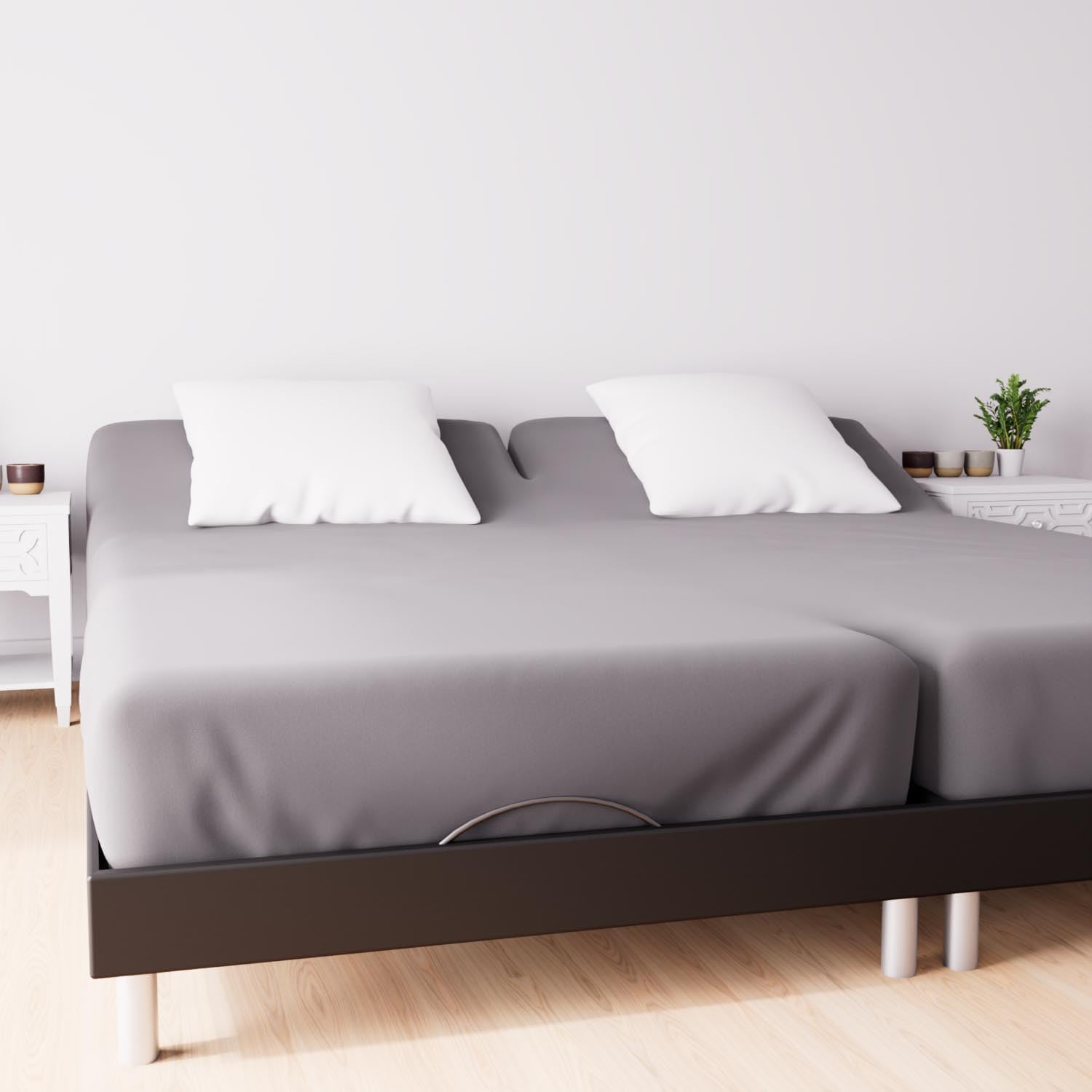 Thumbnail 1 de Soleil d’ocre Drap housse en coton (57 fils) 2x70x190 cm, gris