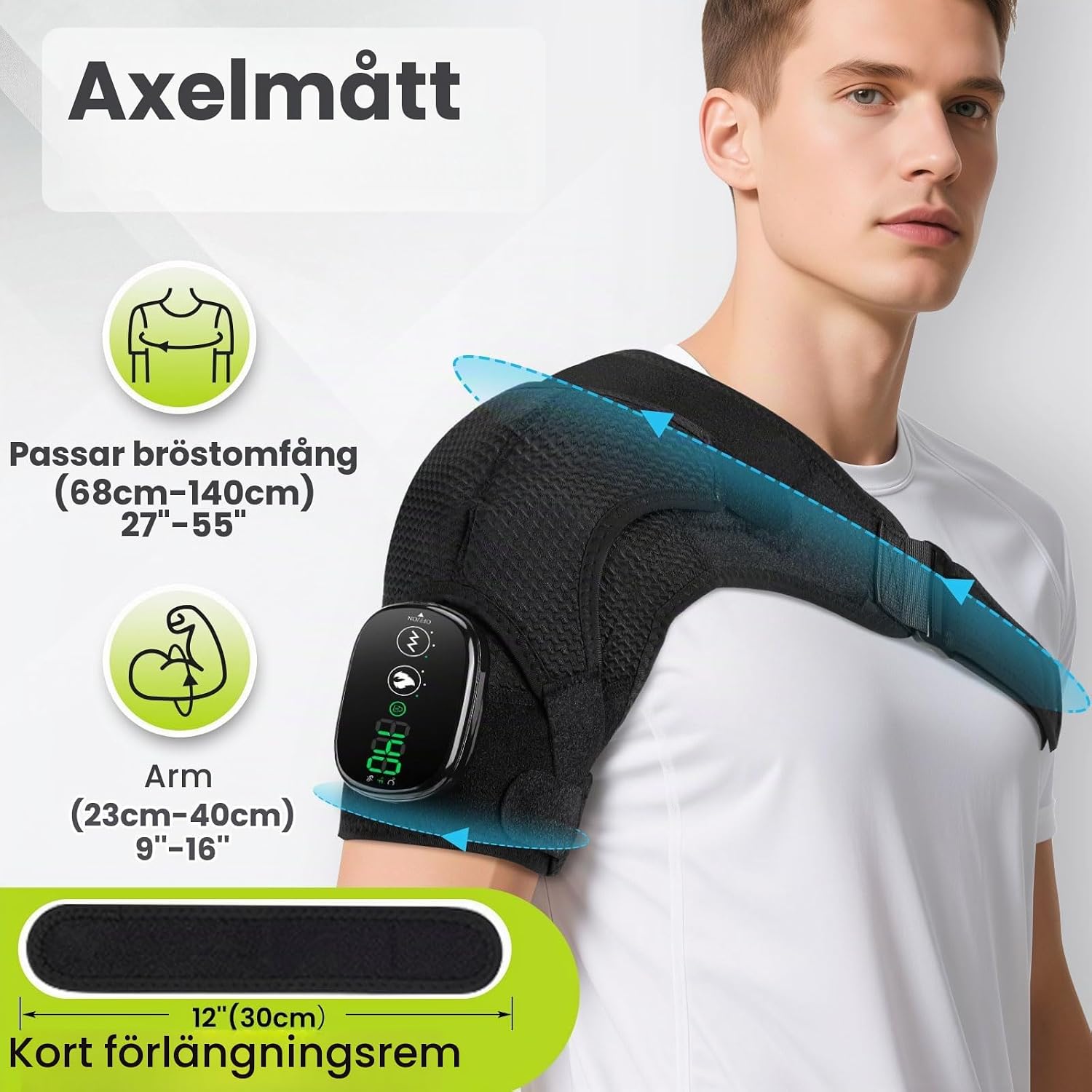 Detalle de FlareMore trådlös axelmassagedyna med värme, vibration och touchkontroll