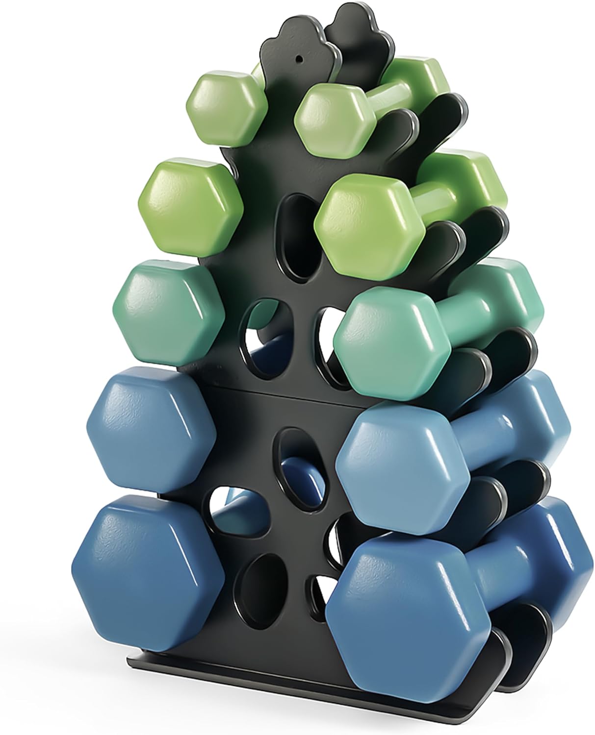 Detalle de Josmimic DR-CYD-5Tier halterstandaard met 5 niveaus en metalen A-frame