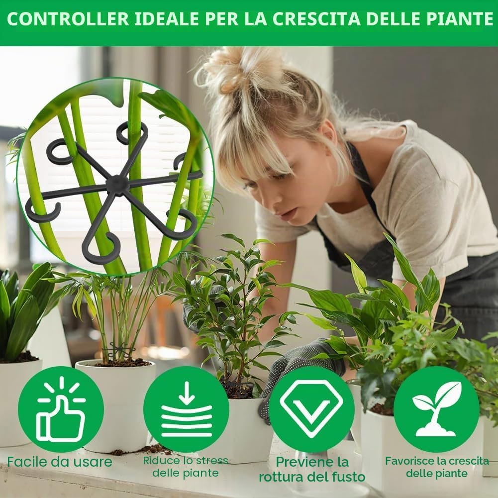 Detalle de Adiwo 8 pezzi porta steli in plastica: clip di supporto per piante — Nero-8PZ