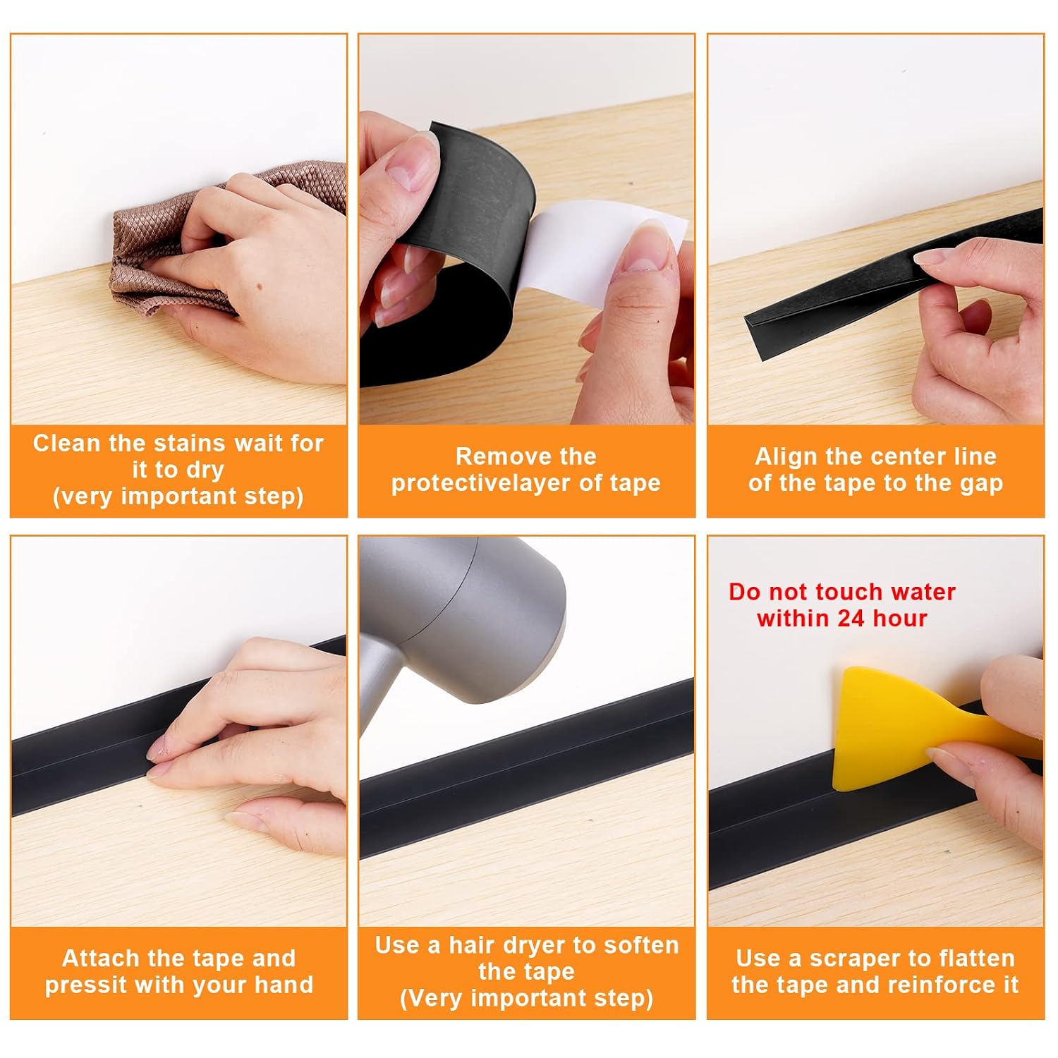 Thumbnail 5 de Flintronic Bath Sealant Strip (10m) – Self-Adhesive PVC Caulk Tape for Kitchens and Bathrooms