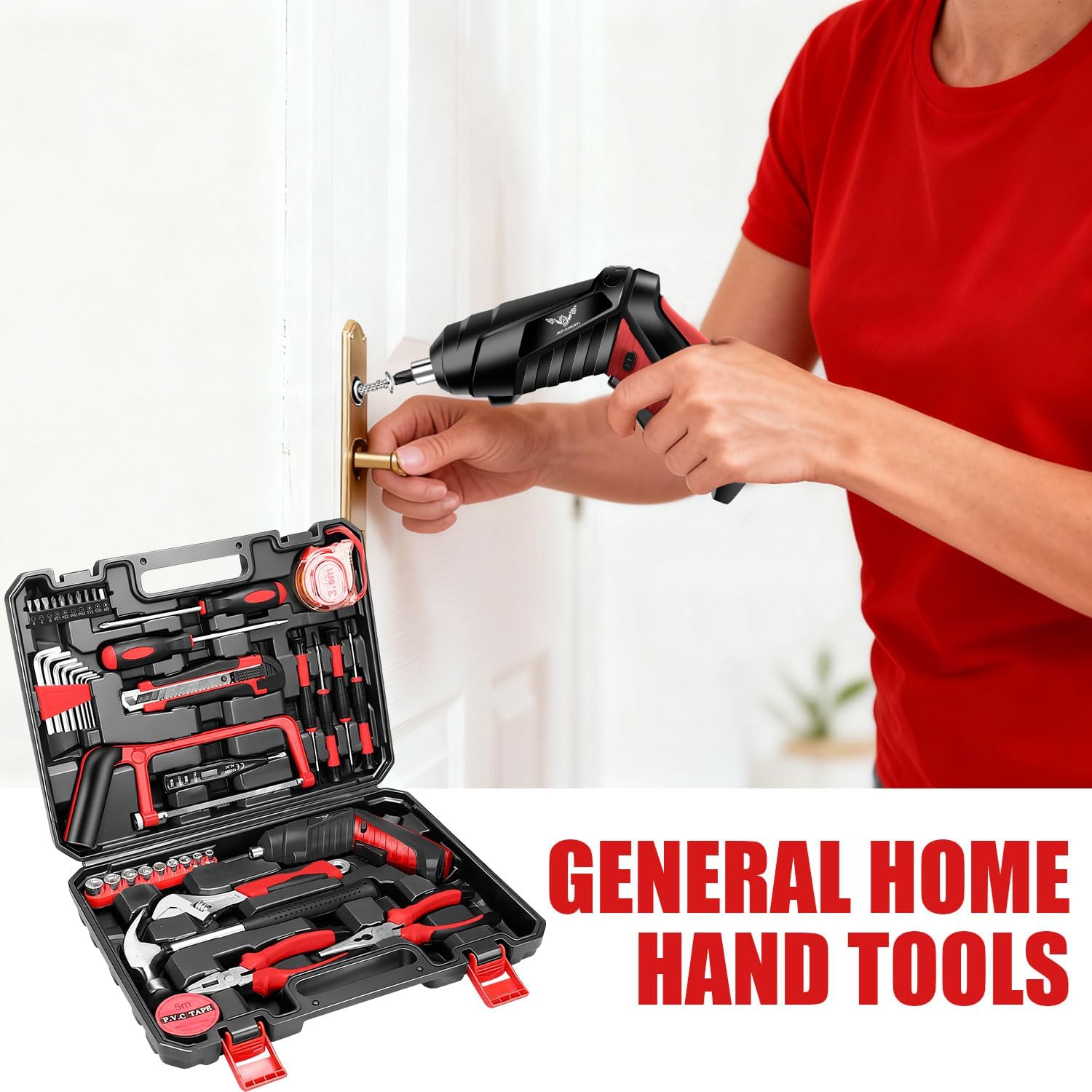 Thumbnail 3 de Household Tool Set with 3.6V USB Electric Screwdriver – 43-Piece Home Tool Kit