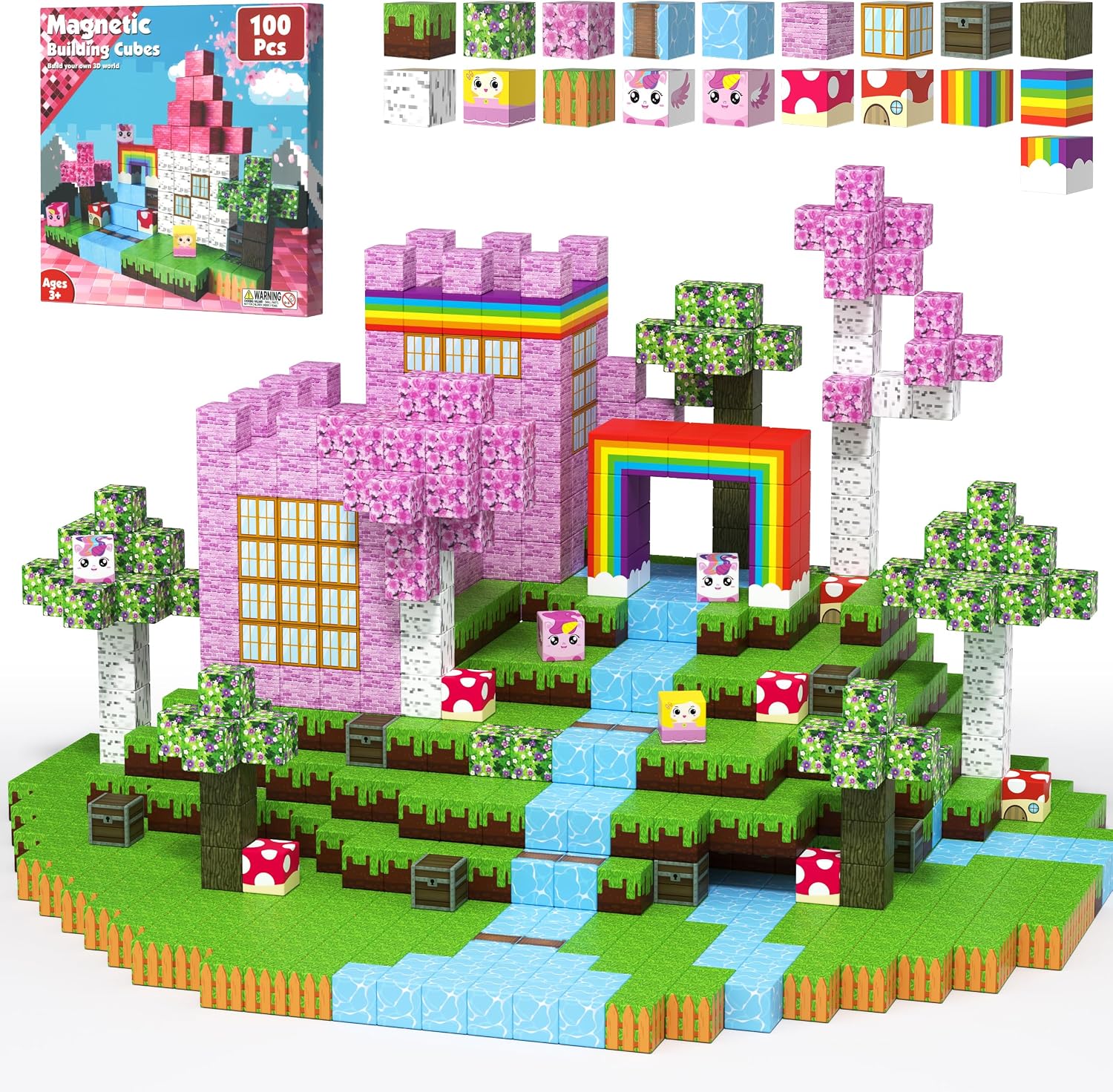 Detalle de Innovakids Magnetic Blocks 100PCS Magnet Tiles Building Toy Set (Ages 2–12)