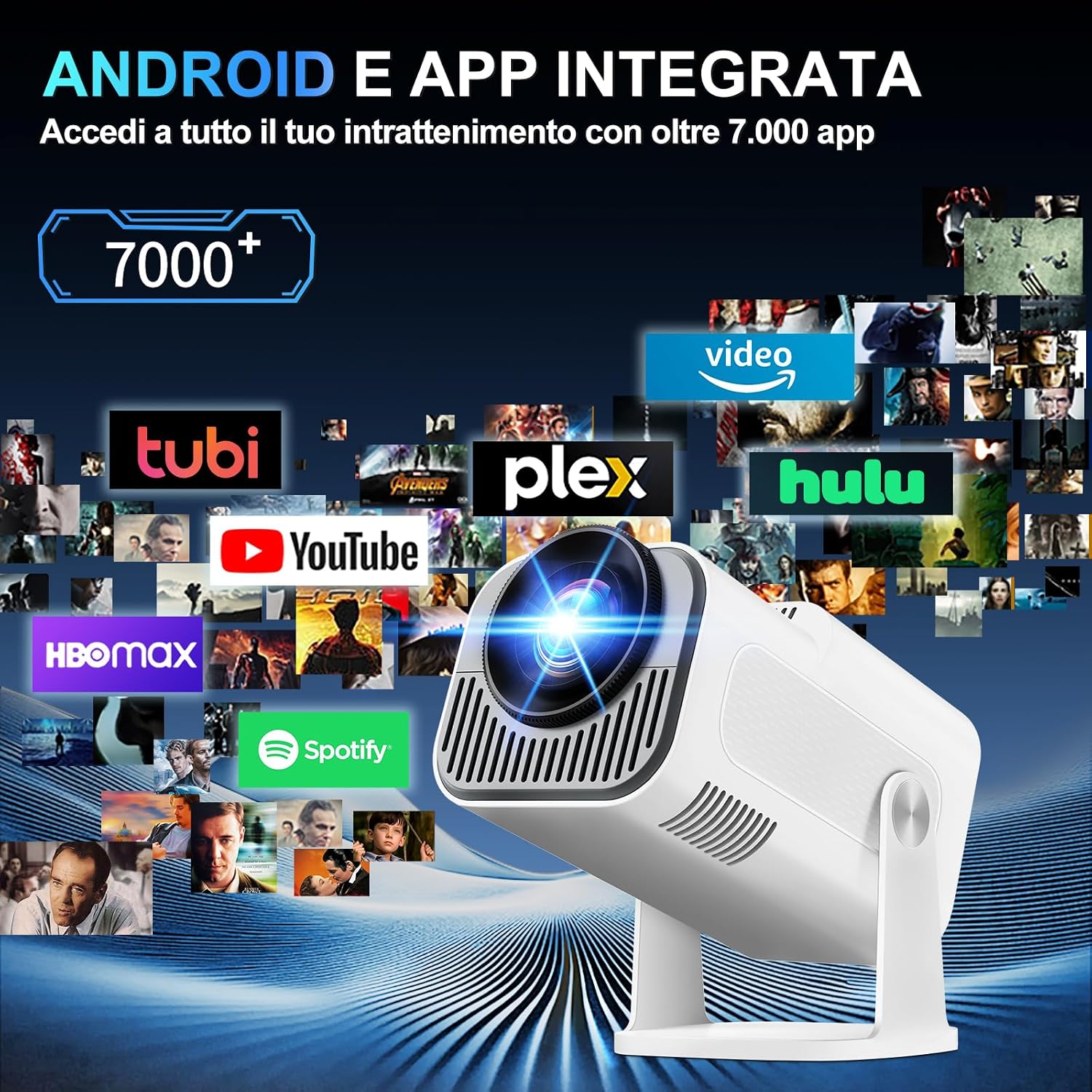 Thumbnail 1 de NONETE Proiettore Portatile 1080P/4K con WiFi 6, Bluetooth 5.2 e App Integrata