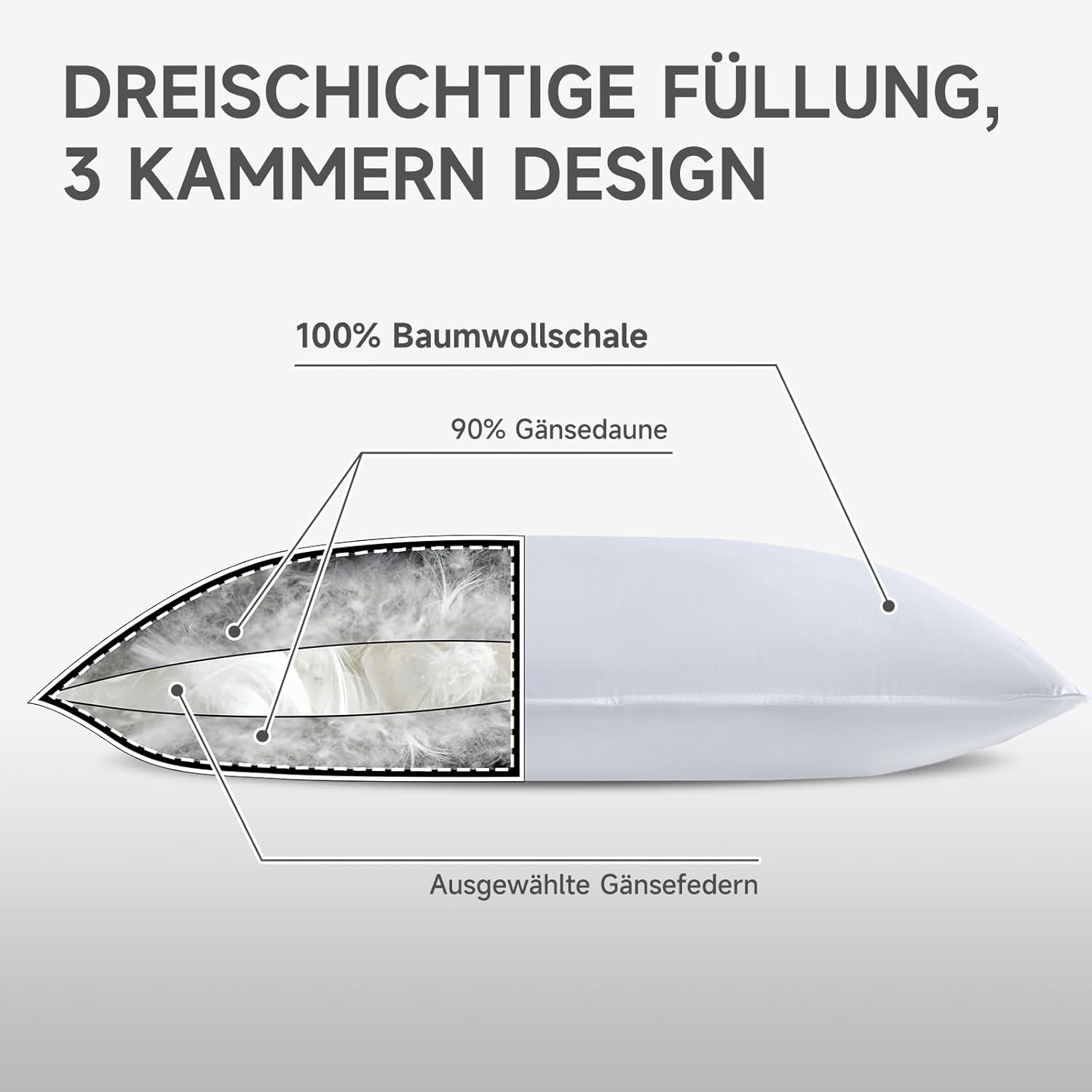 Thumbnail 3 de Homyrium Daunenkissen 80x80 1600g