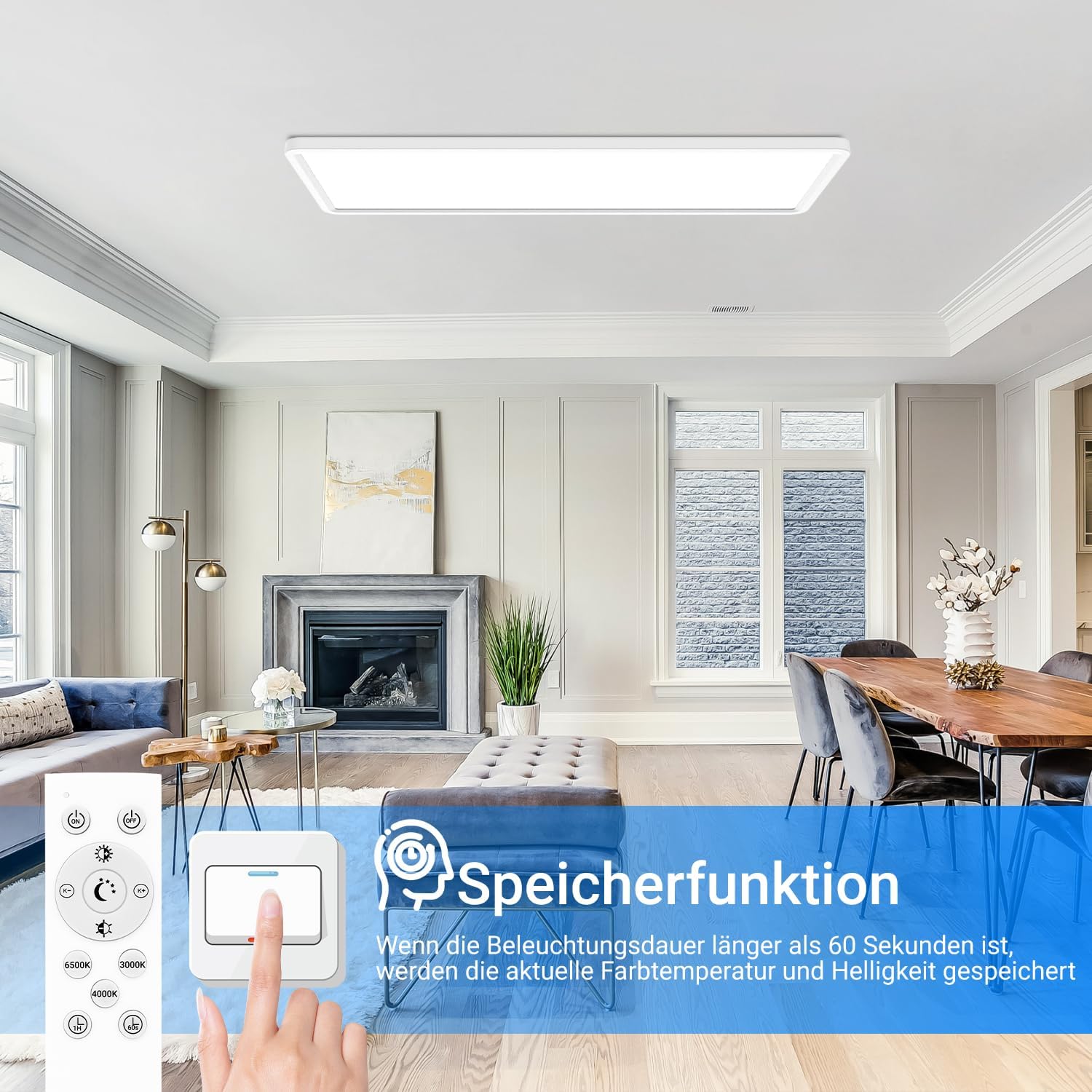 Thumbnail 4 de Pesaur LED Deckenleuchte Flach 58x20cm 3500lm
