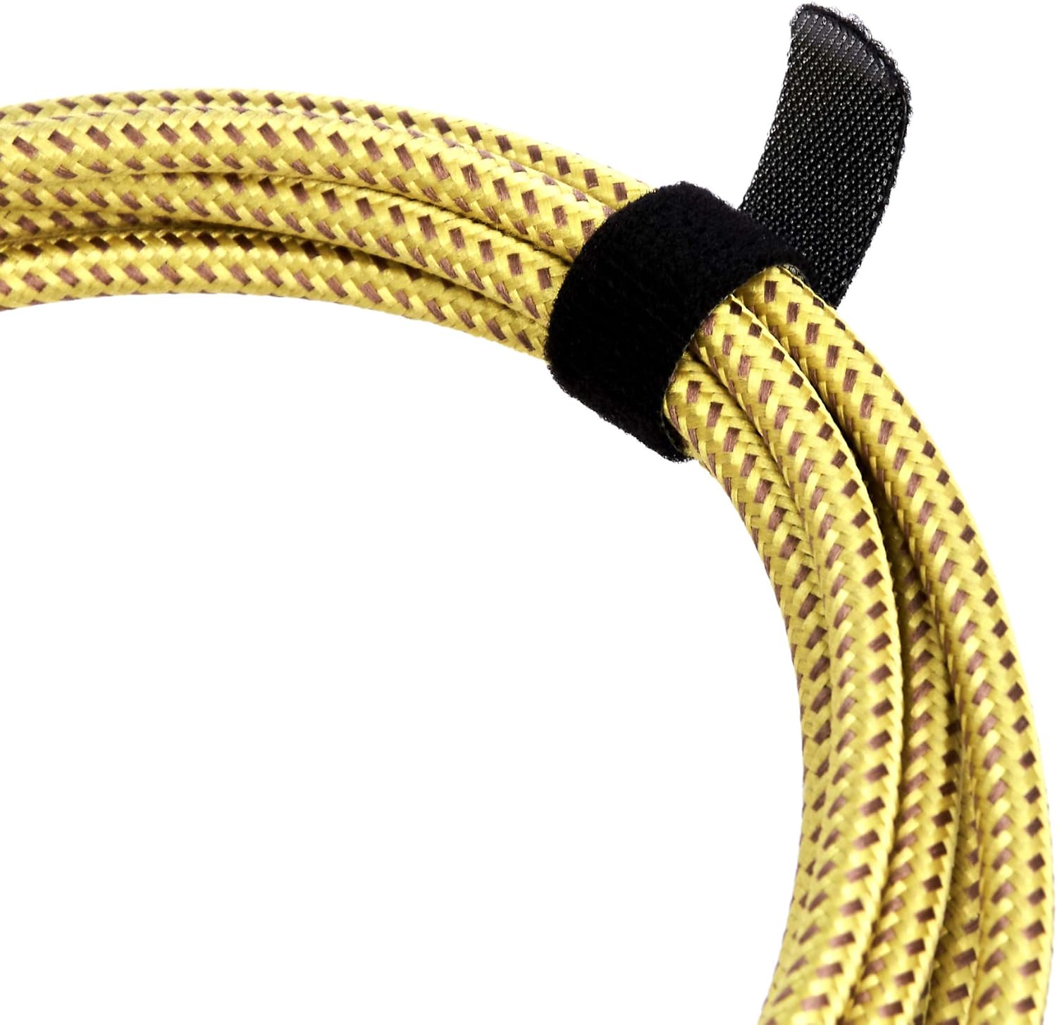 Detalle de Amazon Basics 1/4 inch (6.35 mm) Noiseless Straight-to-Right-Angle Instrument Cable, Tweed Braided Cloth Jacket, 10 ft/3 m