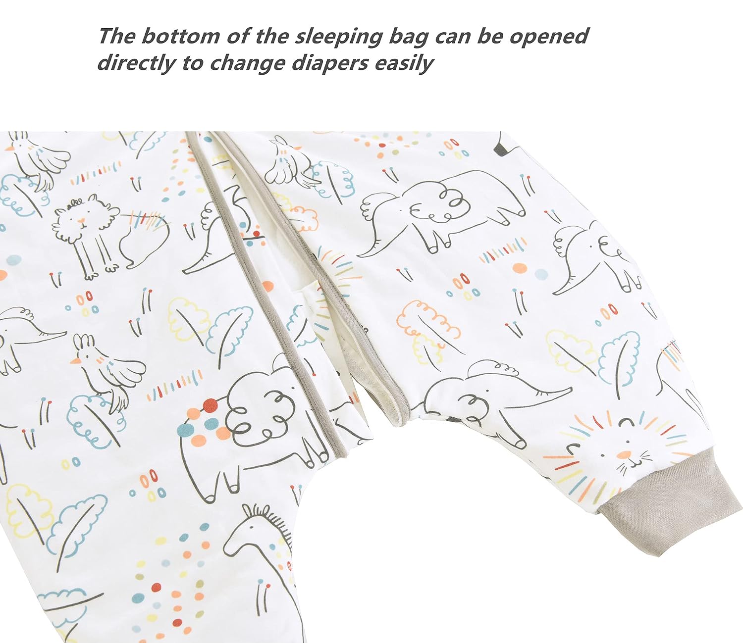 Thumbnail 6 de Chilsuessy Baby Schlafsack mit Füßen 2,5 Tog Ganzjahr Happy Zoo (70 cm, Baby-Höhe 80–90 cm)