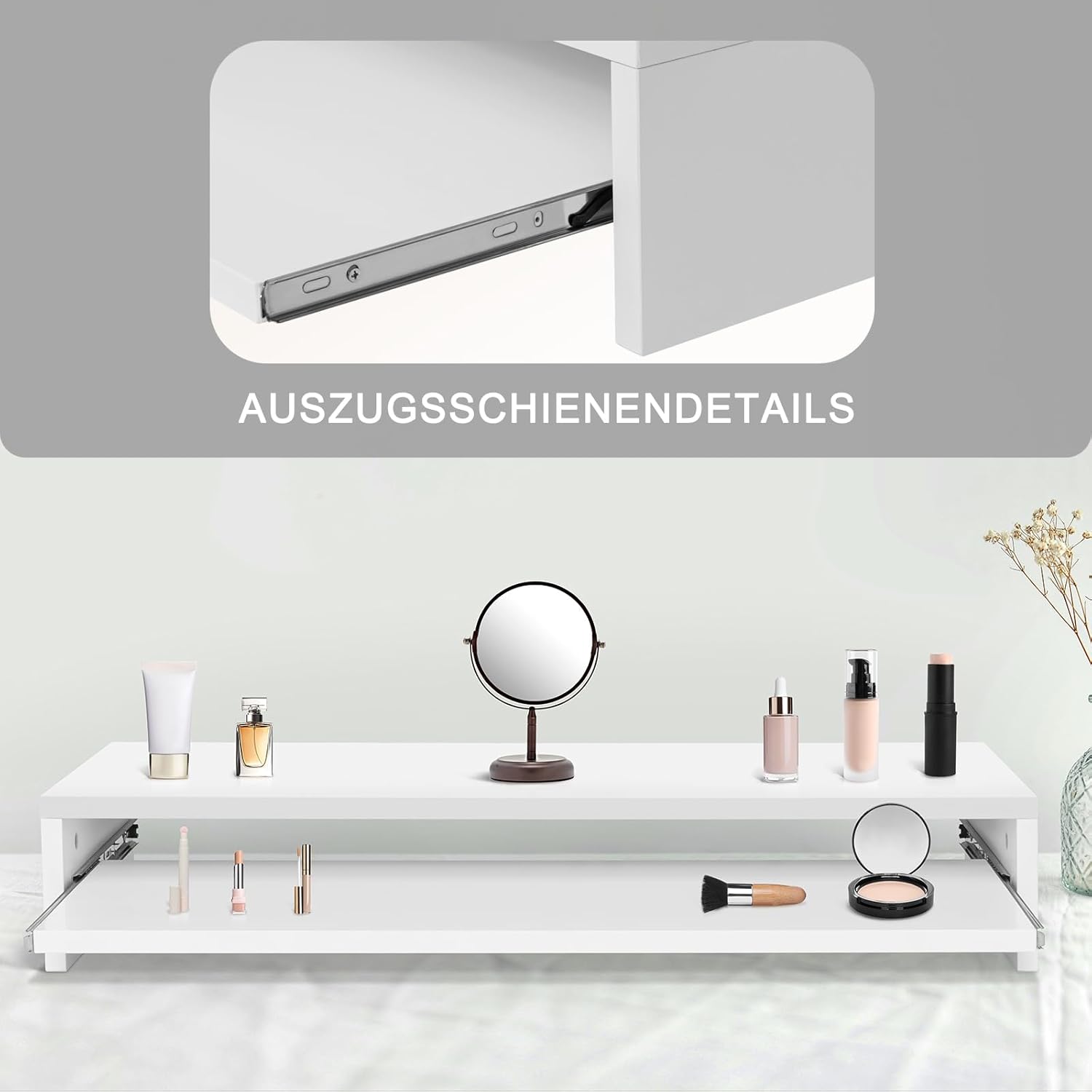 Thumbnail 4 de Awhtixbo TV/monitor riser attachment with shelf (high gloss, white) – 85 x 30 x 15 cm