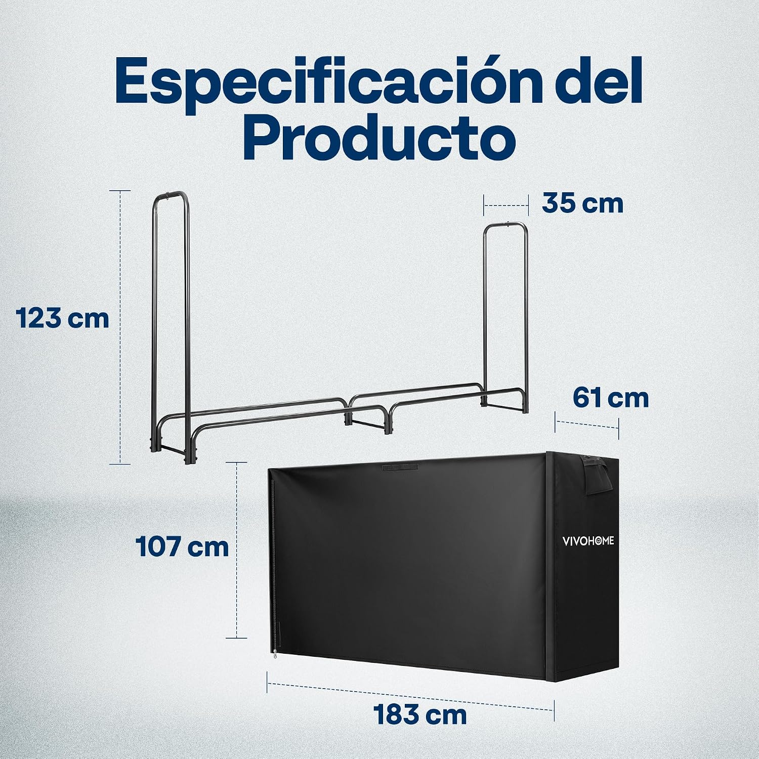 Thumbnail 6 de VIVOHOME Estante metálico para leña 183×35×123 cm