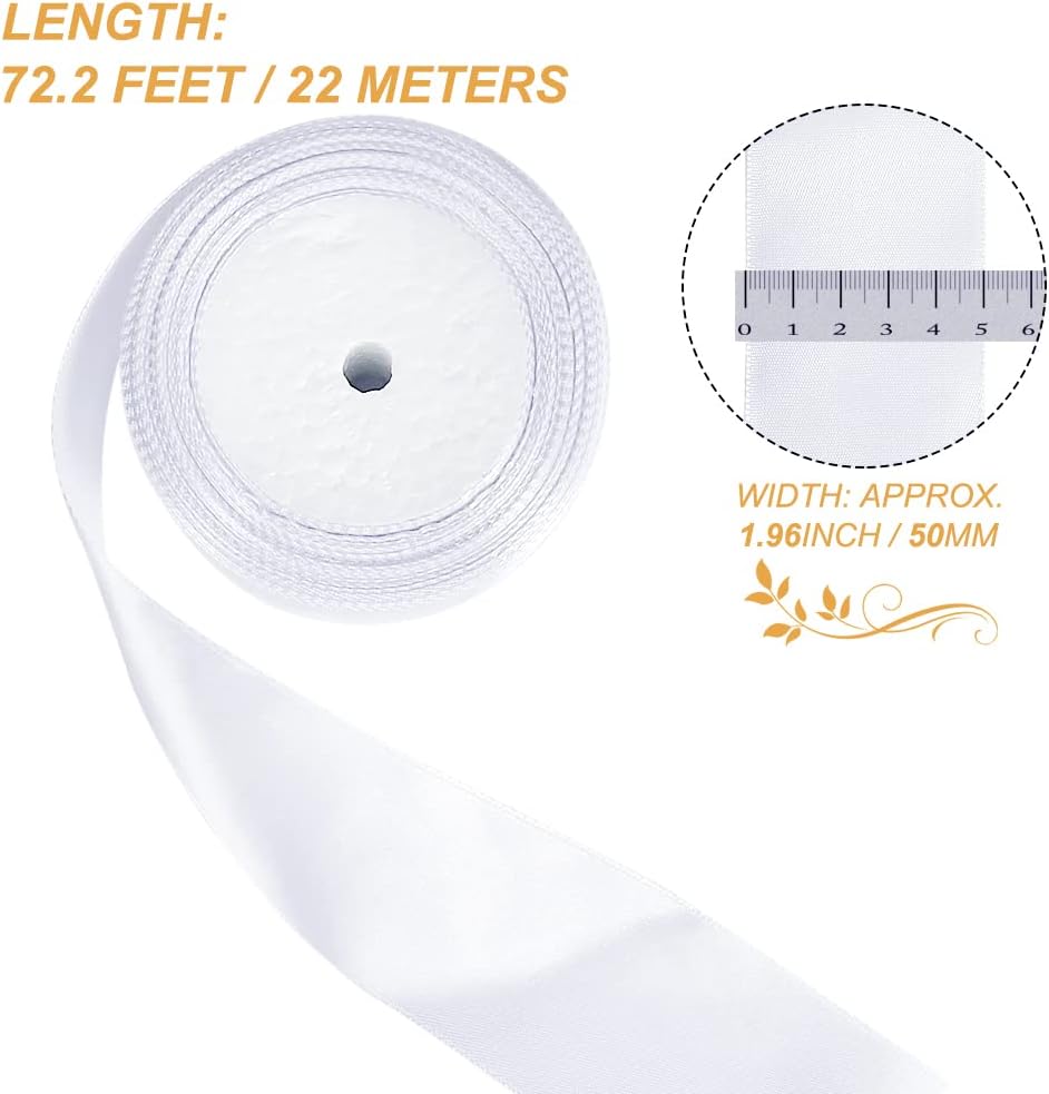 Detalle de Tenn Well Geschenkband Weiß 50 mm x 22 m – Satinband zum Basteln, Verpacken und Hochzeit