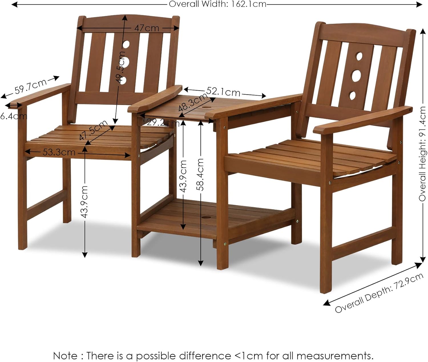 Detalle de Furinno TIOMAN Outdoor Dining Set (Jack & Jill bistro set) for patio and garden