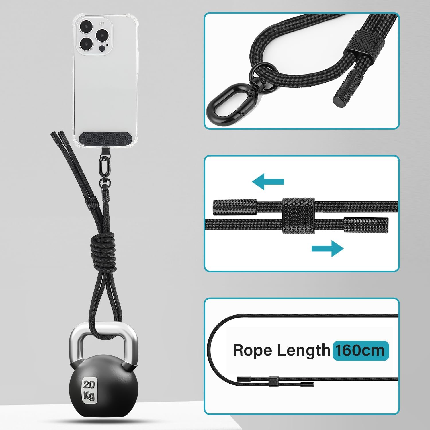 Thumbnail 1 de Qyoocom Crossbody Phone Lanyard for All Smartphones with Patches – Practical, Adjustable Nylon Neck Strap