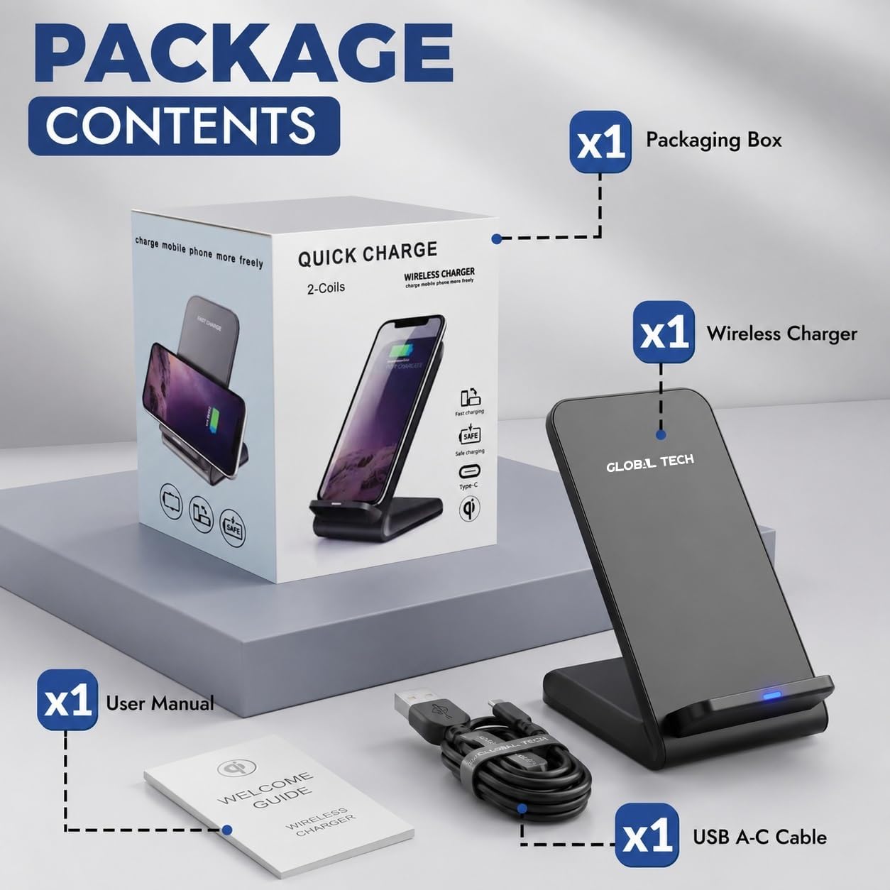 Thumbnail 6 de Wireless Charger 15W Stand – 2-in-1 Wireless Charger & Phone Stand for iPhone, Galaxy, Pixel and more