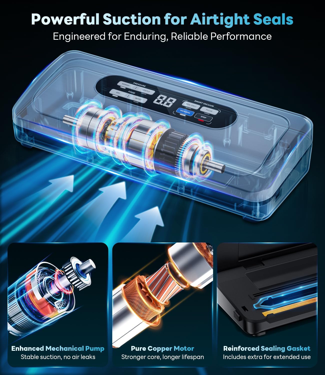 Thumbnail 5 de Vacuum Sealer Machine with AirLock ProSeal System (10-in-1) for Food, Dry & Moist Storage