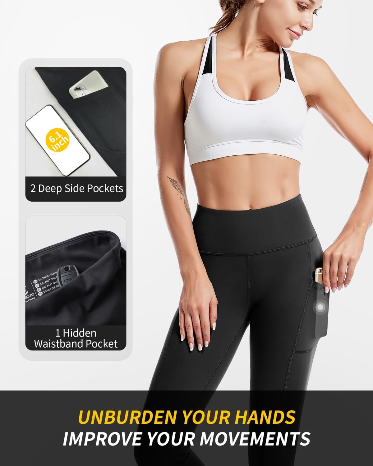 Detalle de CAMBIVO Yoga Pants for Women: High-W waist Yoga Leggings with Pockets