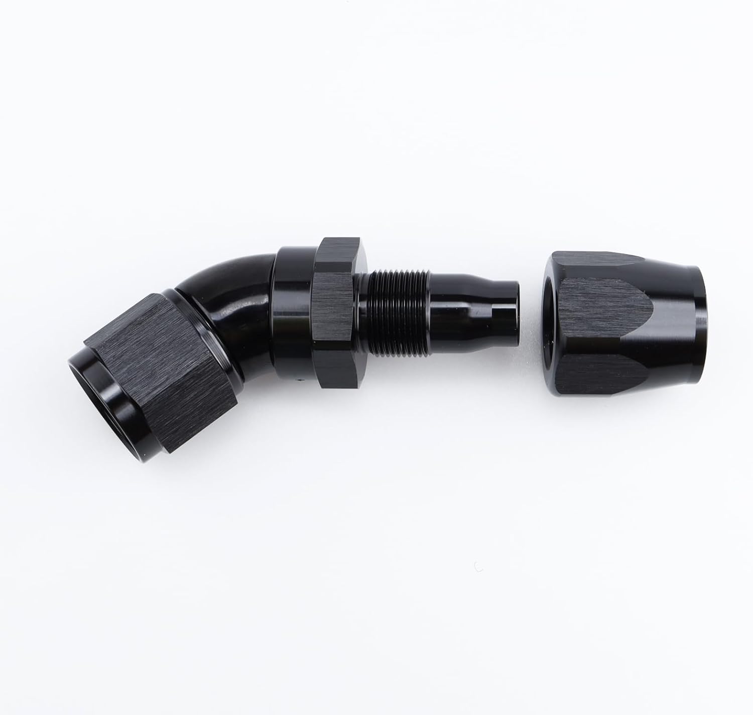 Detalle 2 de AC Performance -8 AN 45 Degree Swivel One Piece Full Flow Hose End Fitting, Black Aluminum