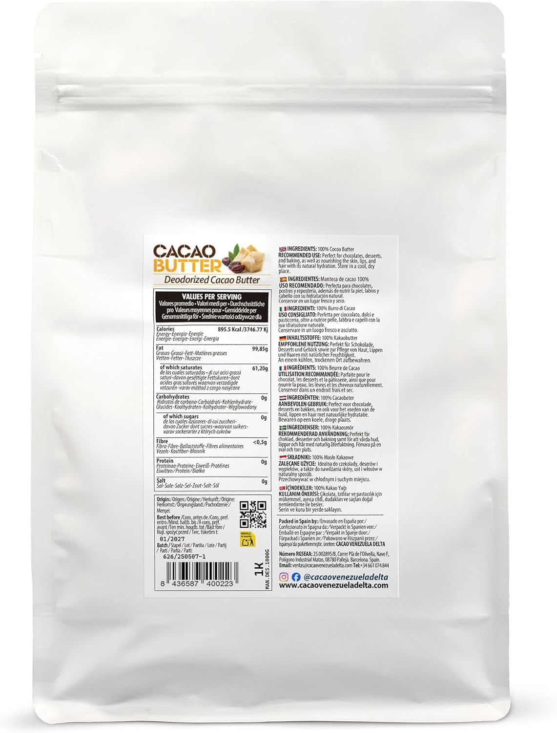 Thumbnail 1 de Manteca de Cacao 100% Bolsa 1kg