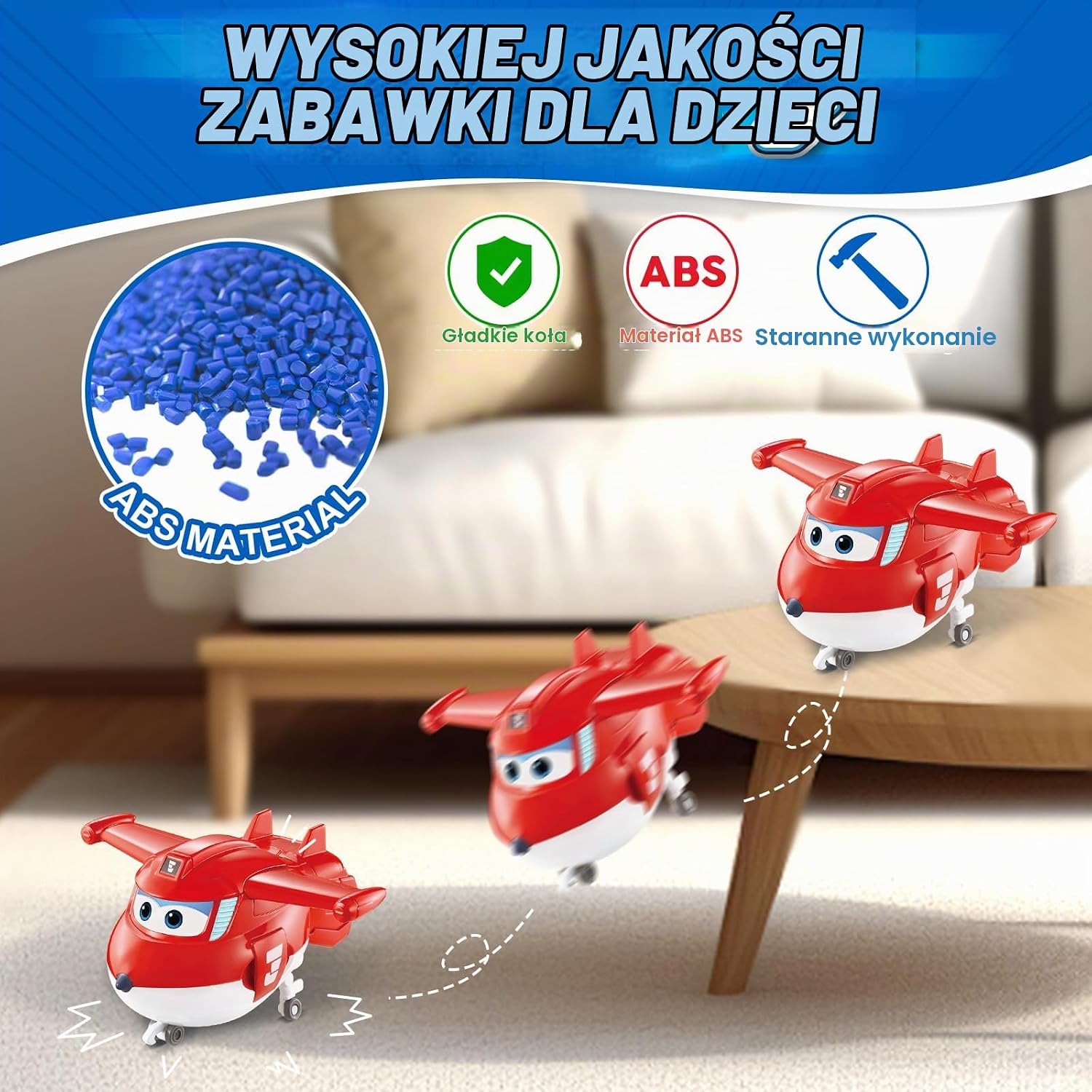 Detalle 1 de Super Wings Supercharged Jett – czerwona figurka transformująca z ABS