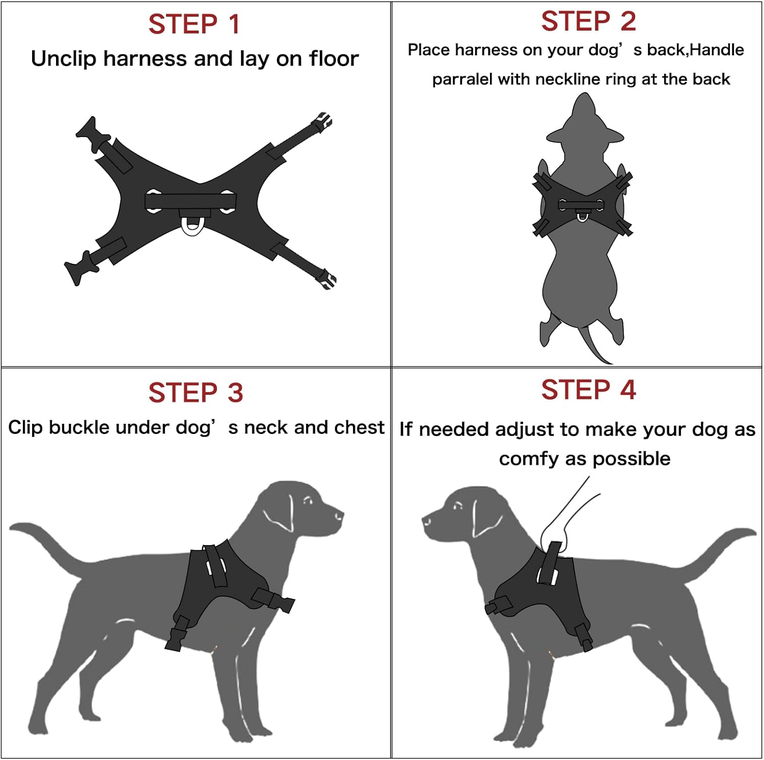 Thumbnail 5 de FYY Dog Harness No Pull M-Pink 46–58cm