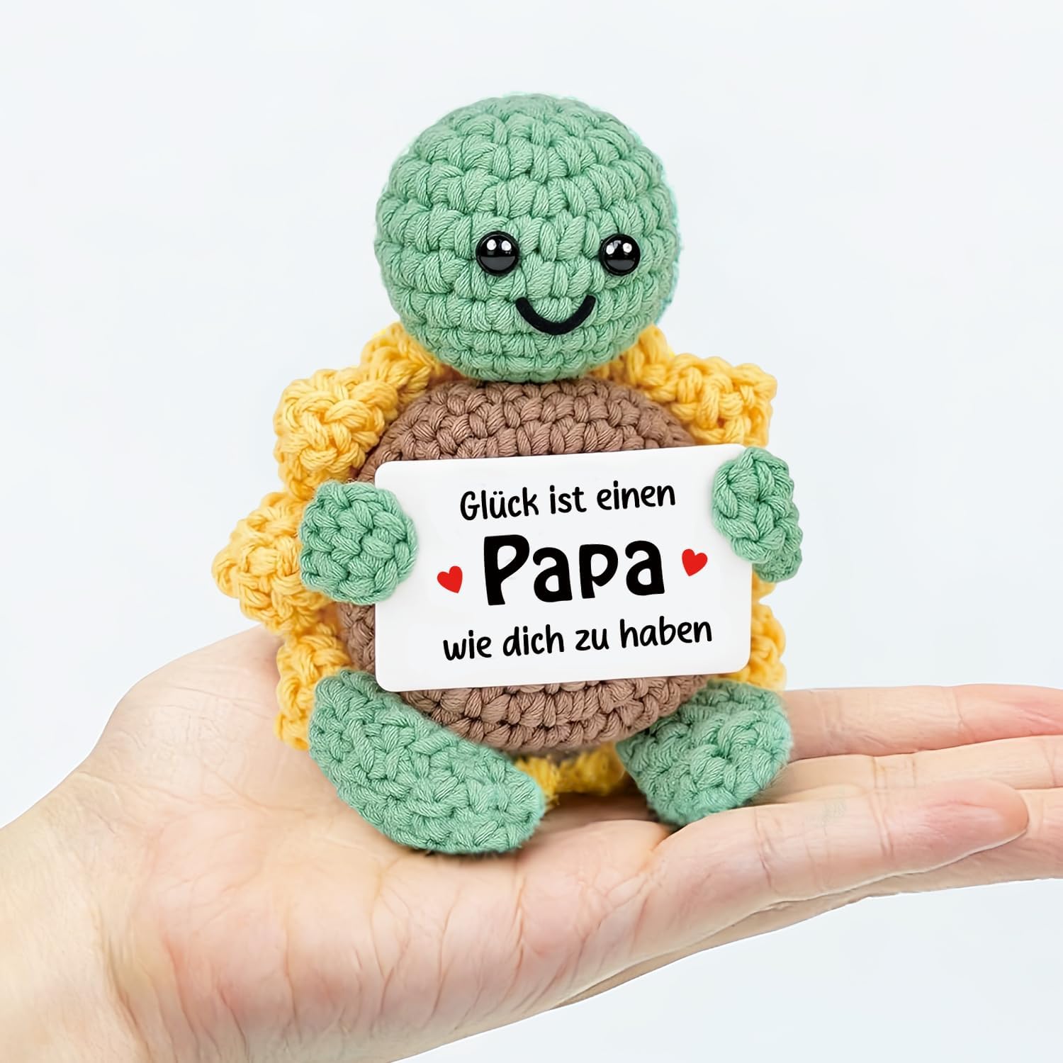 Detalle 2 de HUKUMA Positive Schildkröte – handgefertigte Sonnenblumenschildkröte als Geschenk für Papa