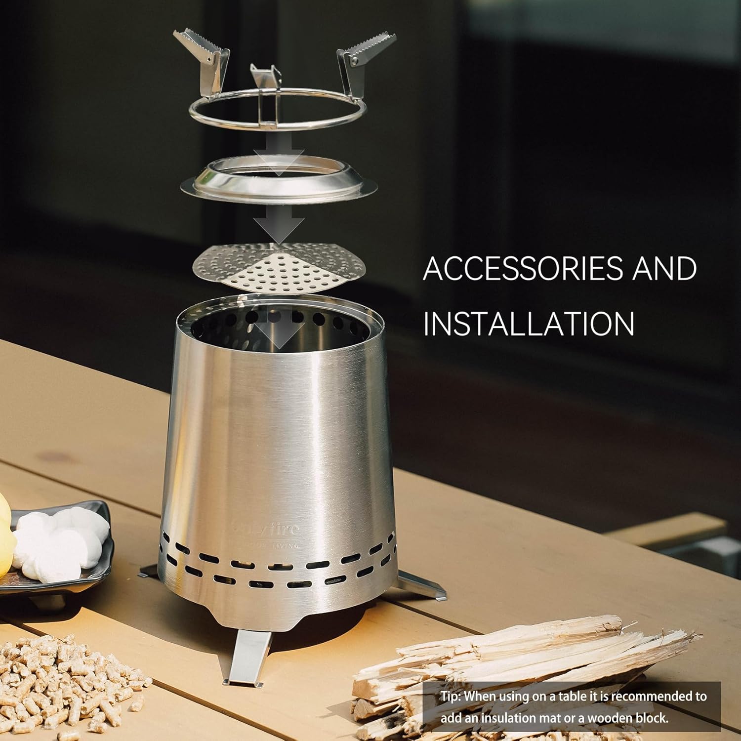 Thumbnail 6 de Onlyfire Tabletop Fire Pit – smokeless mini portable firepit with pot bracket, carry bag (stainless steel)