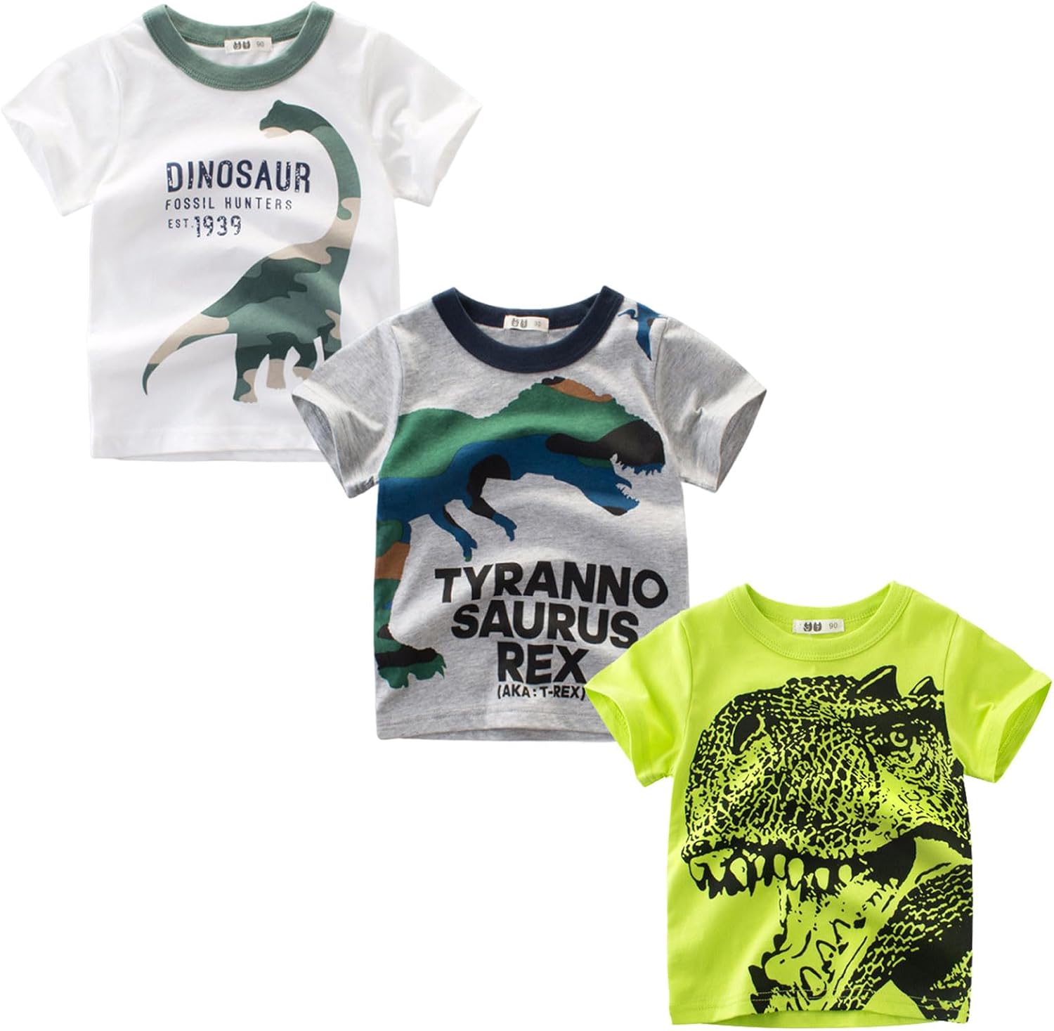 Detalle de Kinder Jungen T-Shirt Kurzarm Cartoon Bagger im 3er-Pack (Baumwolle), 2–7 Jahre