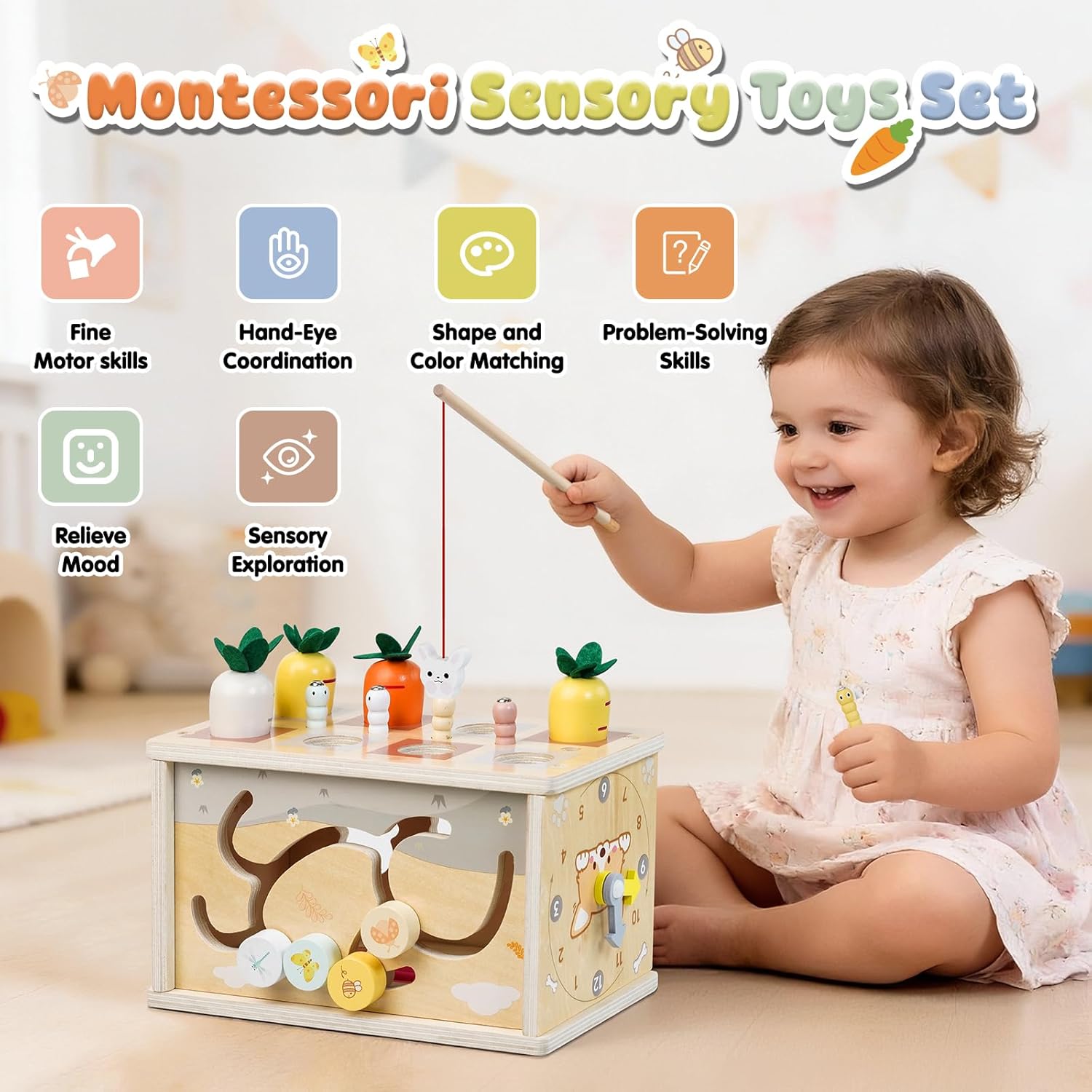 Thumbnail 2 de Joozmui Montessori Wooden Tissue Box Toy (6-in-1) for 1 Year Olds