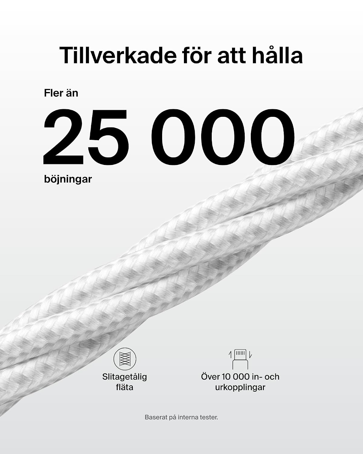 Detalle de Belkin flätad USB-A till USB-C-kabel, 2-pack, 1,5 m och 15 W