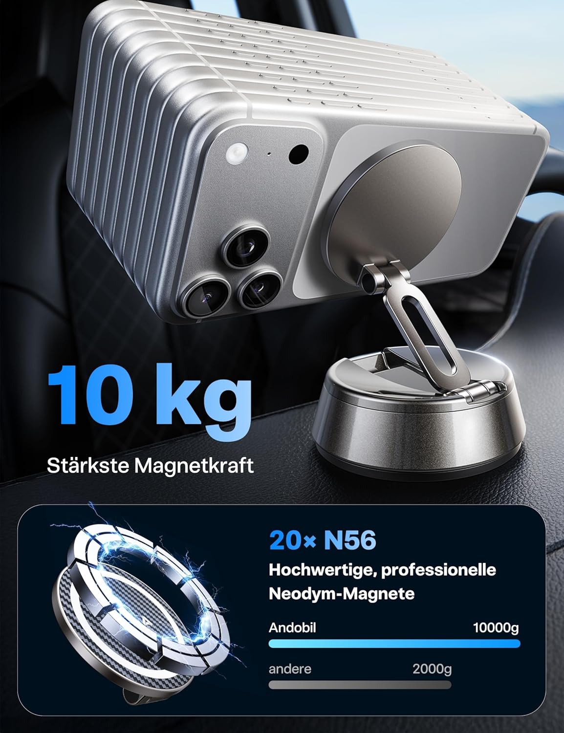 Detalle 2 de andobil 2026 MagSafe Auto Halterung 360° Drehbar