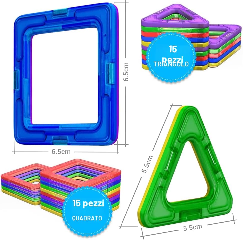 Detalle de Mattonelle magnetiche giocattolo STEM: blocchi magnetici educativi per bambini dai 3 anni