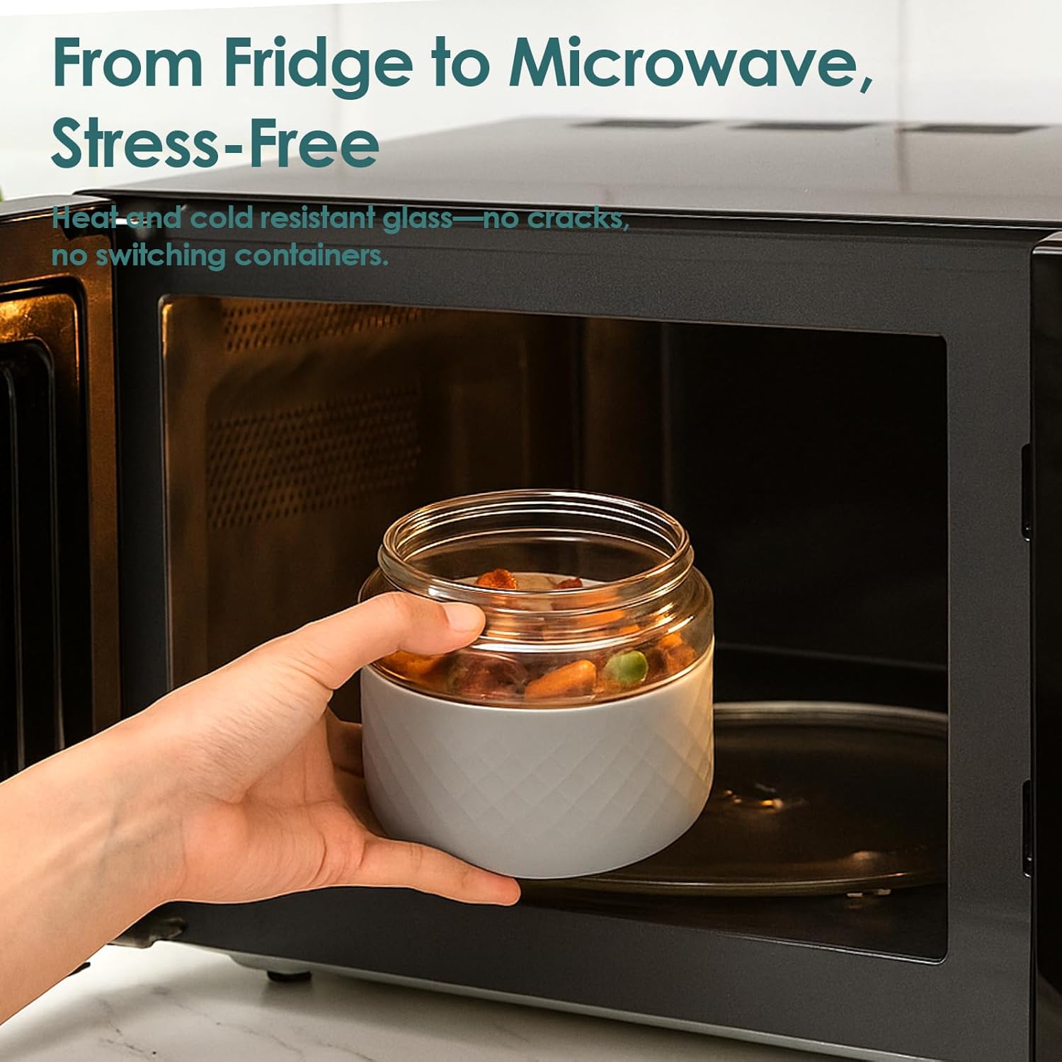 Thumbnail 4 de Cafezi 24 oz Glass Lunch Bowl Container with Lid (Leak & Spill Proof)