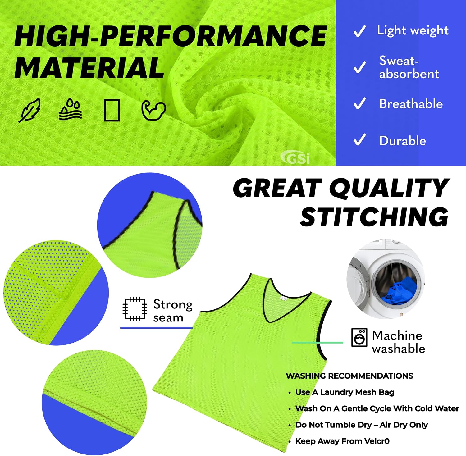 Thumbnail 3 de GSi Sports Pinnies mesh training vests pack