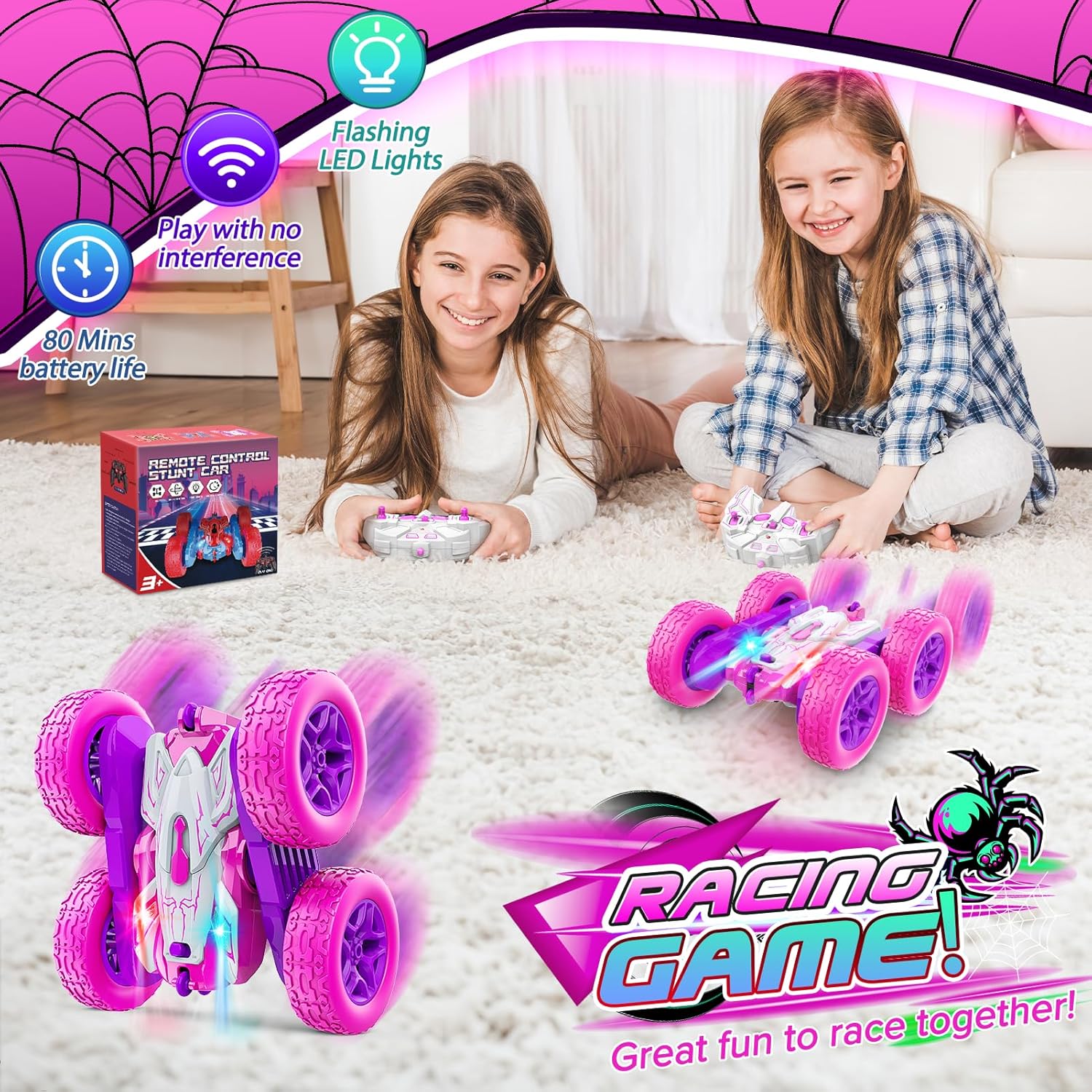 Detalle de Auto Telecomando LED 2.4GHz 360° Flips RC Monster Truck – Gioco Esterno per Ragazze 3–12 anni