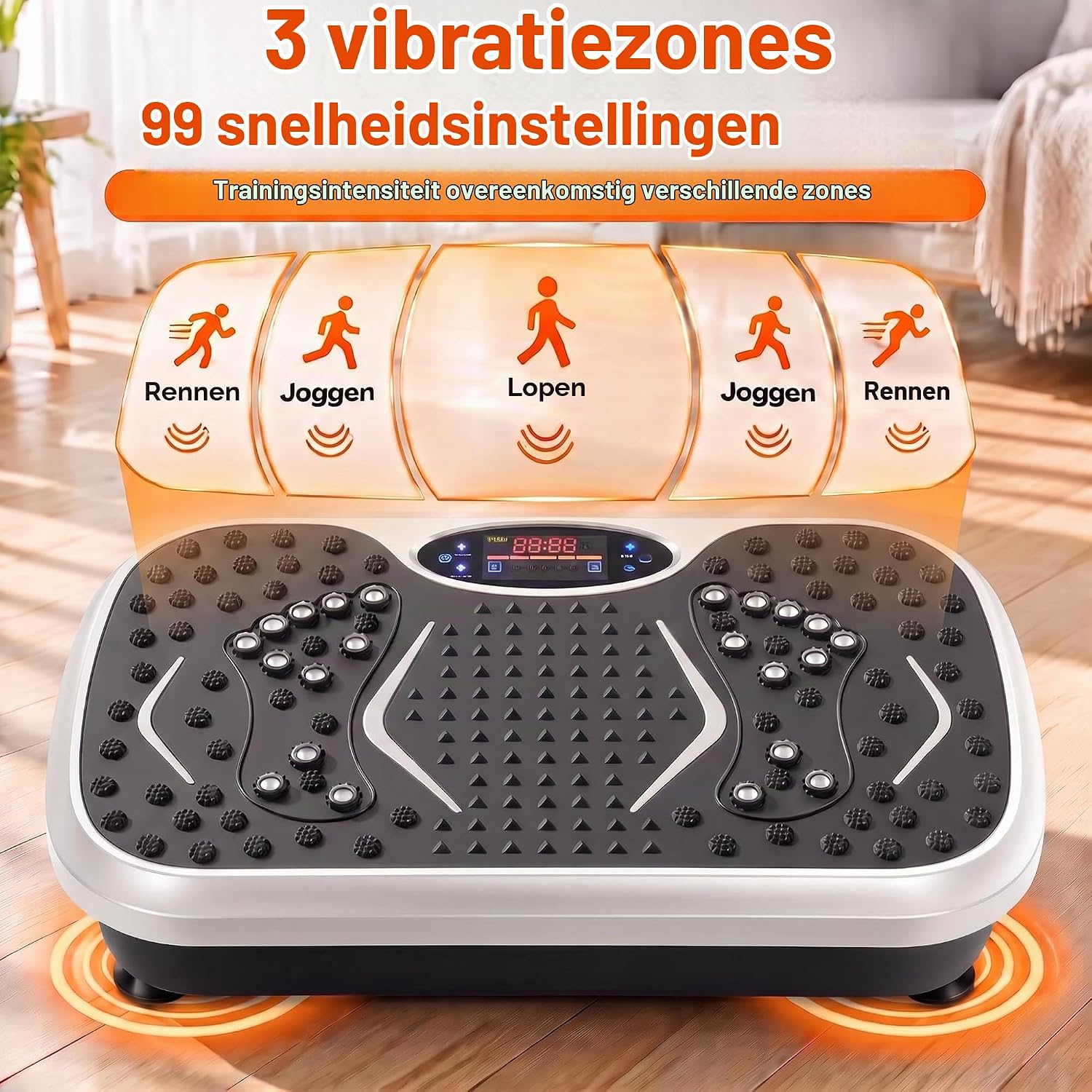Detalle de TLGREEN TQ-0103 trilplaat met 99 niveaus, 5 programma’s en afstandsbediening