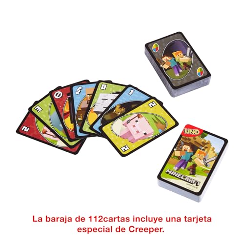 Detalle de Mattel Games UNO Minecraft: juego de cartas para niños a partir de 7 años
