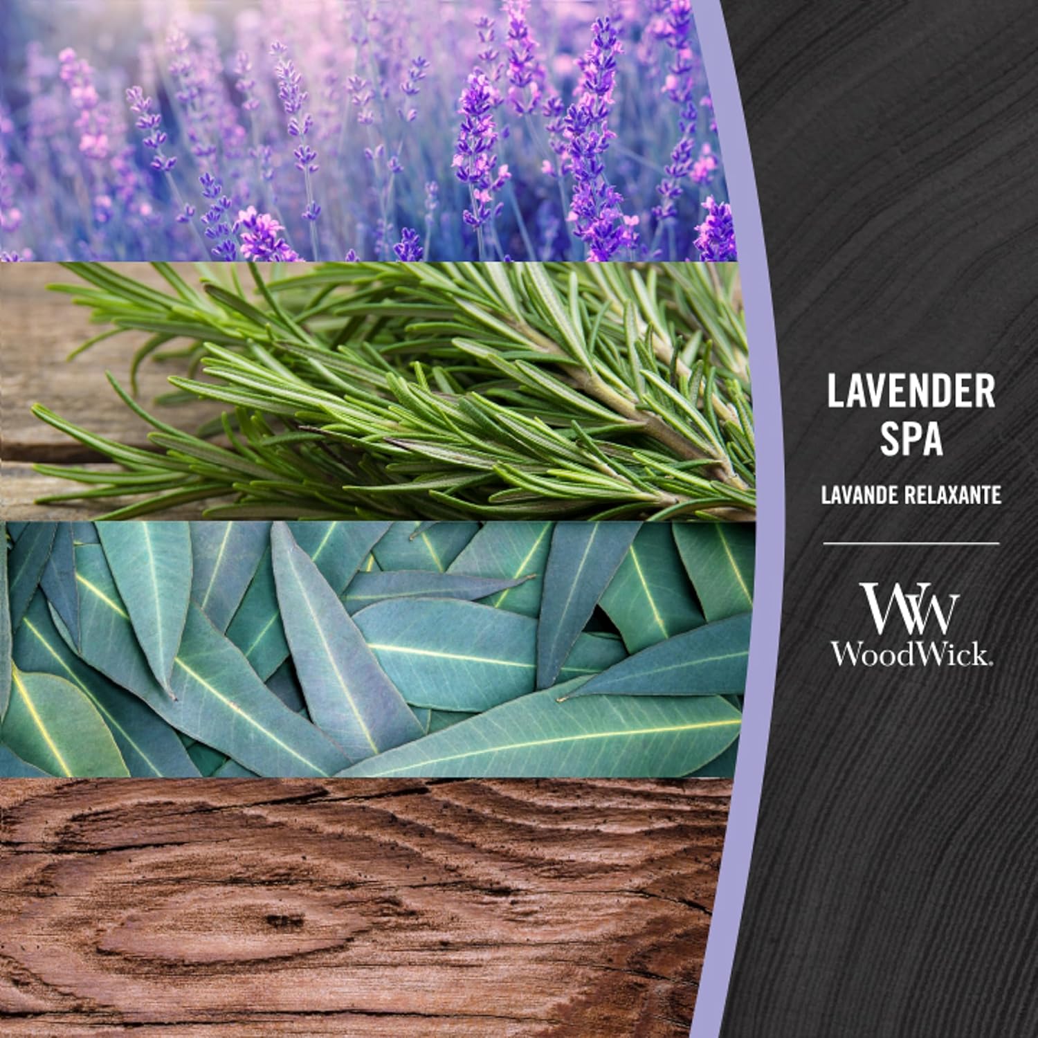 Thumbnail 1 de WoodWick bougie parfumée moyenne à mèche en bois – Lavande Relaxante