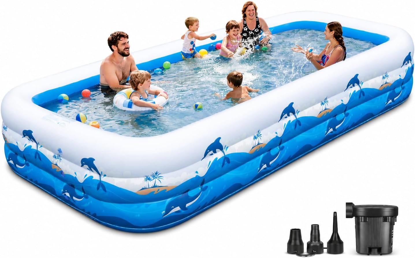 Thumbnail 6 de Extra Large Inflatable Pool 165'' x 76'' x 22'': Family Backyard Pool with Electric Pump
